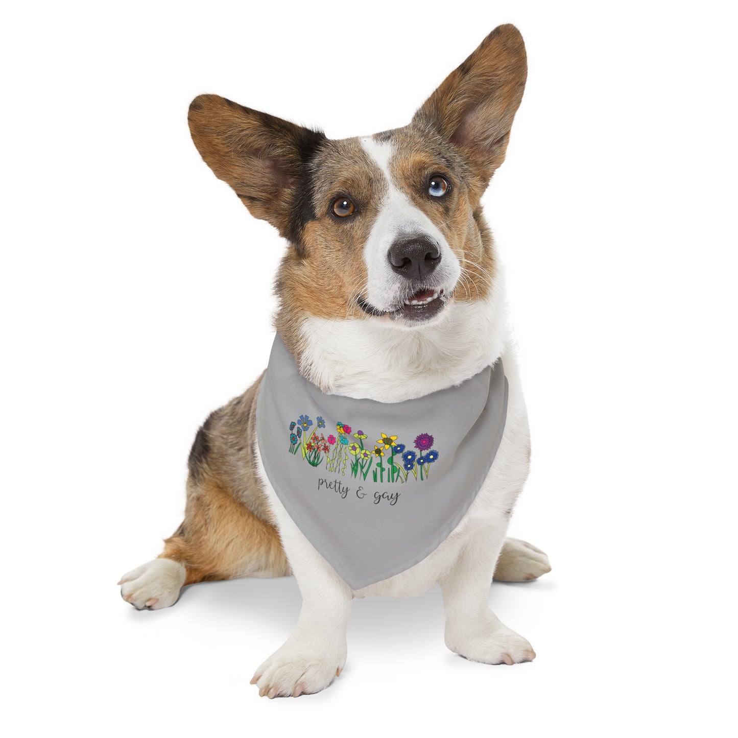 Pretty and gay floral dog bandana LGBTQ Pride pet bandanas cute gay pride dog apparel lesbian pride dog apparel pretty and gay floral pet bandana