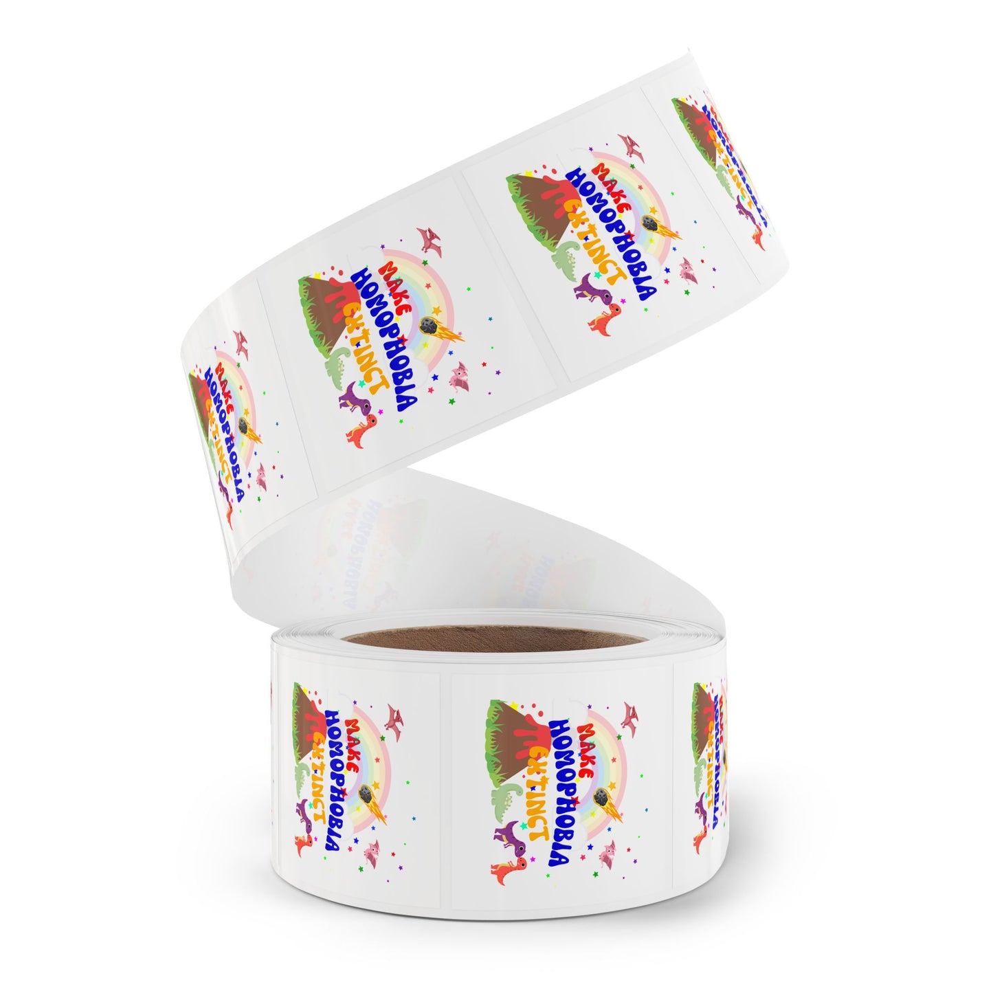 LGBTQ+ Pride Sticker Rolls – Bold & Colorful “Make Homophobia Extinct” Designs