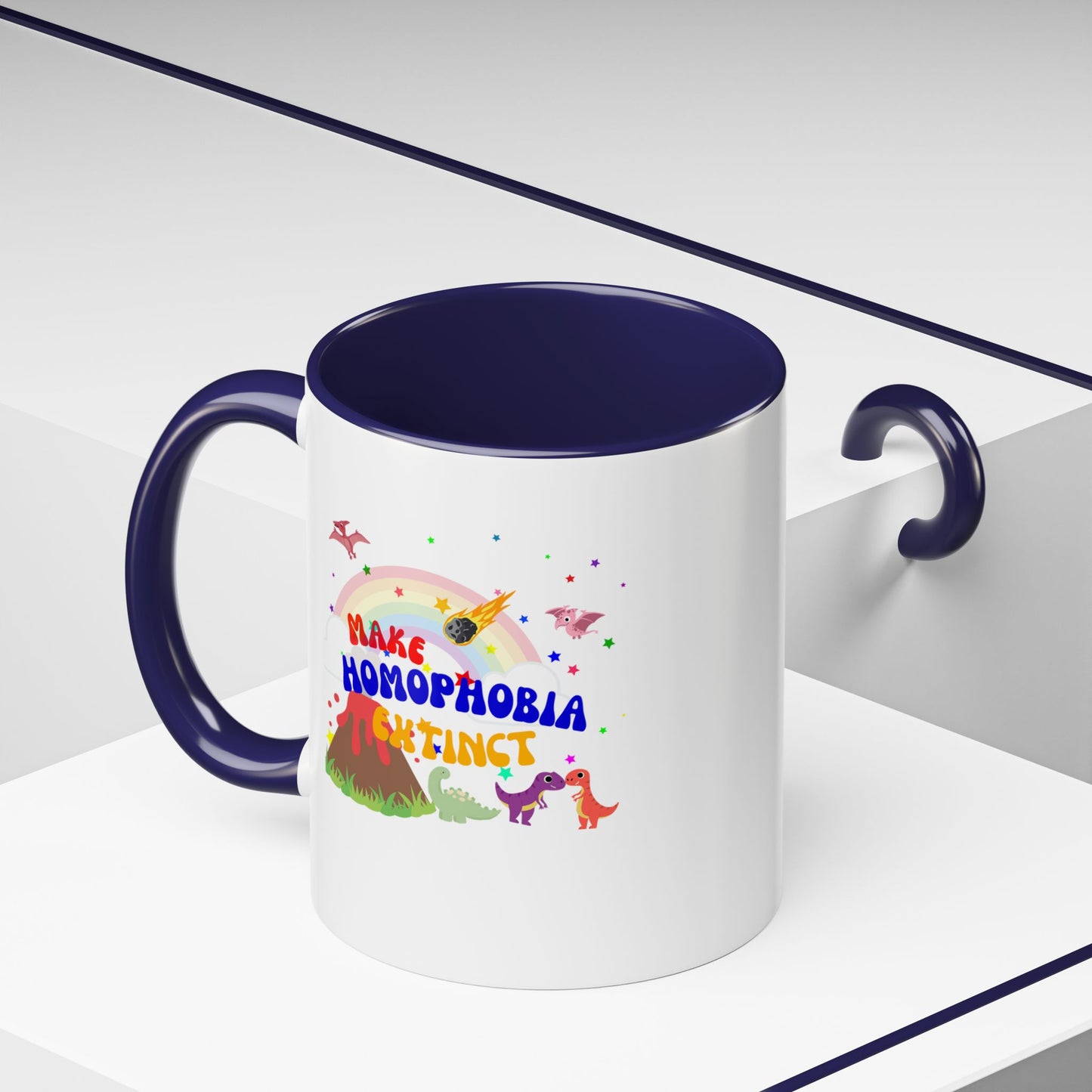 "Make Homophobia Extinct" Pride Dinosaur Coffee Mug – Fun & Bold LGBTQ+ Drinkware