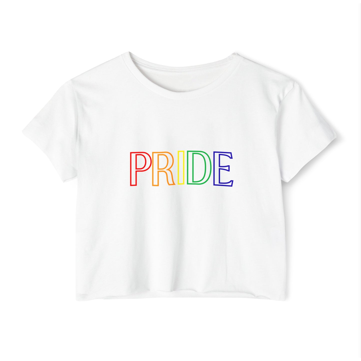 Rainbow Pride Block Letters Women's Festival Crop Top LGBTQ Pride Rainbow Crop Top Gay Pride Rainbow white Top Lesbian Rainbow Crop Top Pride Rainbow Top