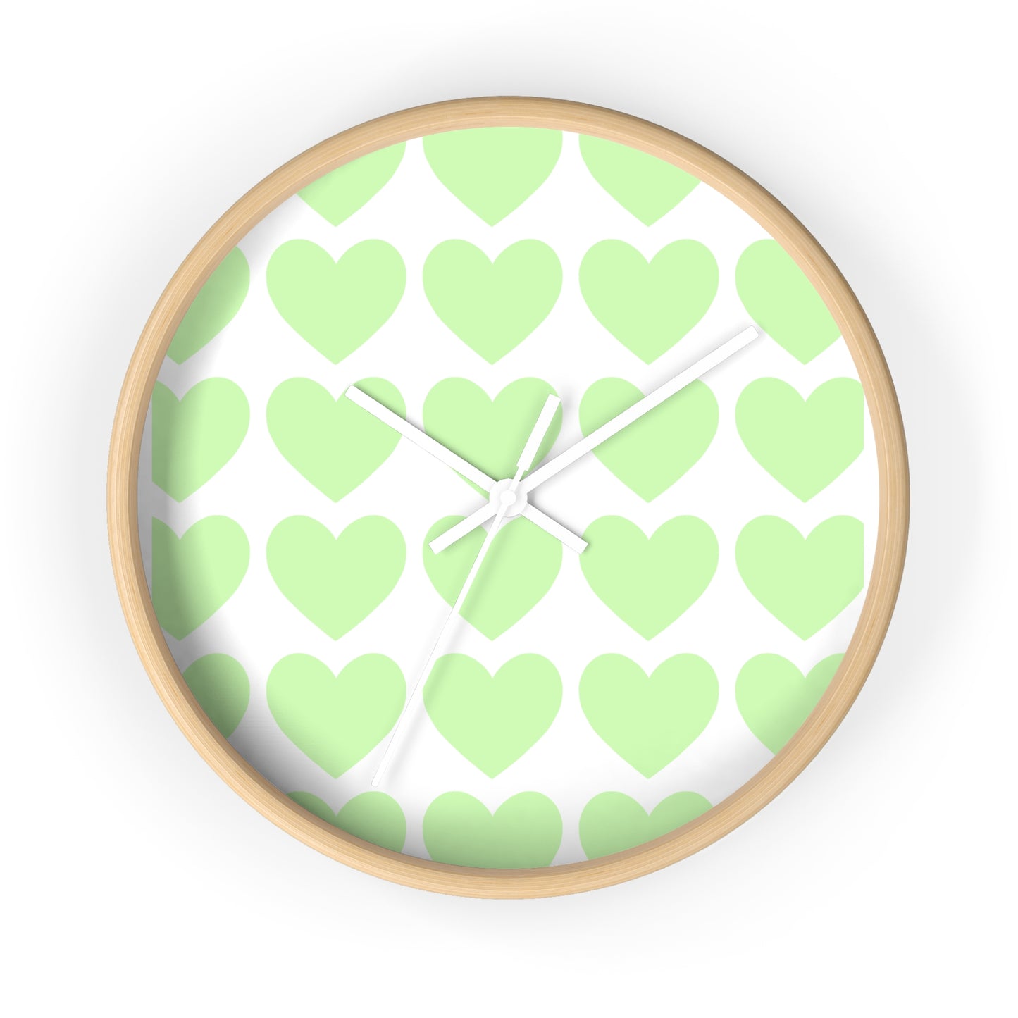 Mint Green Hearts Wall Clock – Whimsical Timepiece for Dorms & Duck Lovers