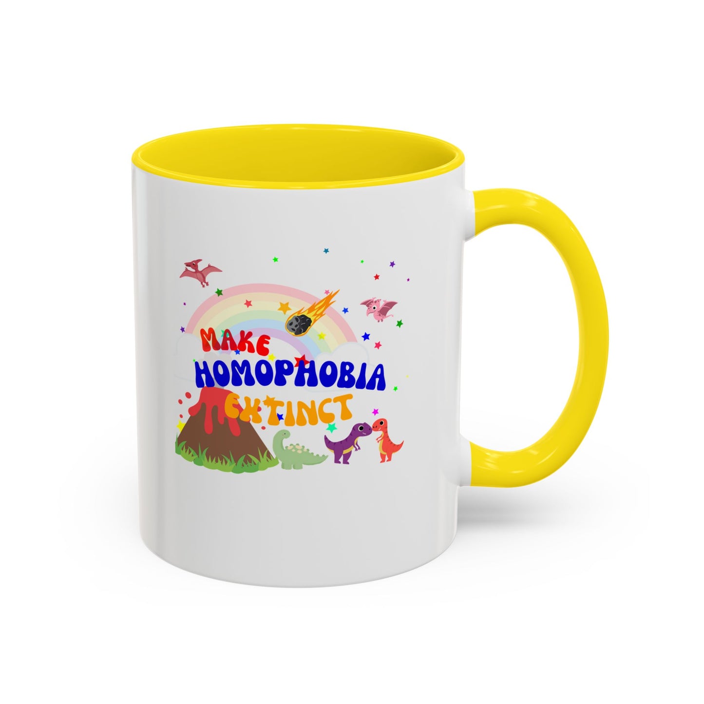 "Make Homophobia Extinct" Pride Dinosaur Coffee Mug – Fun & Bold LGBTQ+ Drinkware