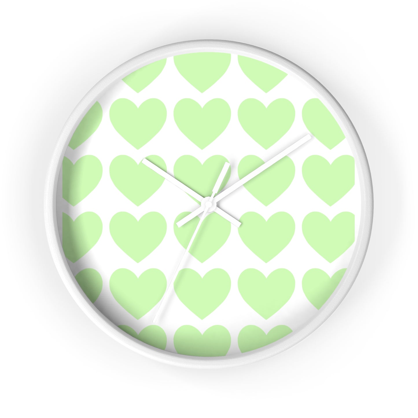 Mint Green Hearts Wall Clock – Whimsical Timepiece for Dorms & Duck Lovers