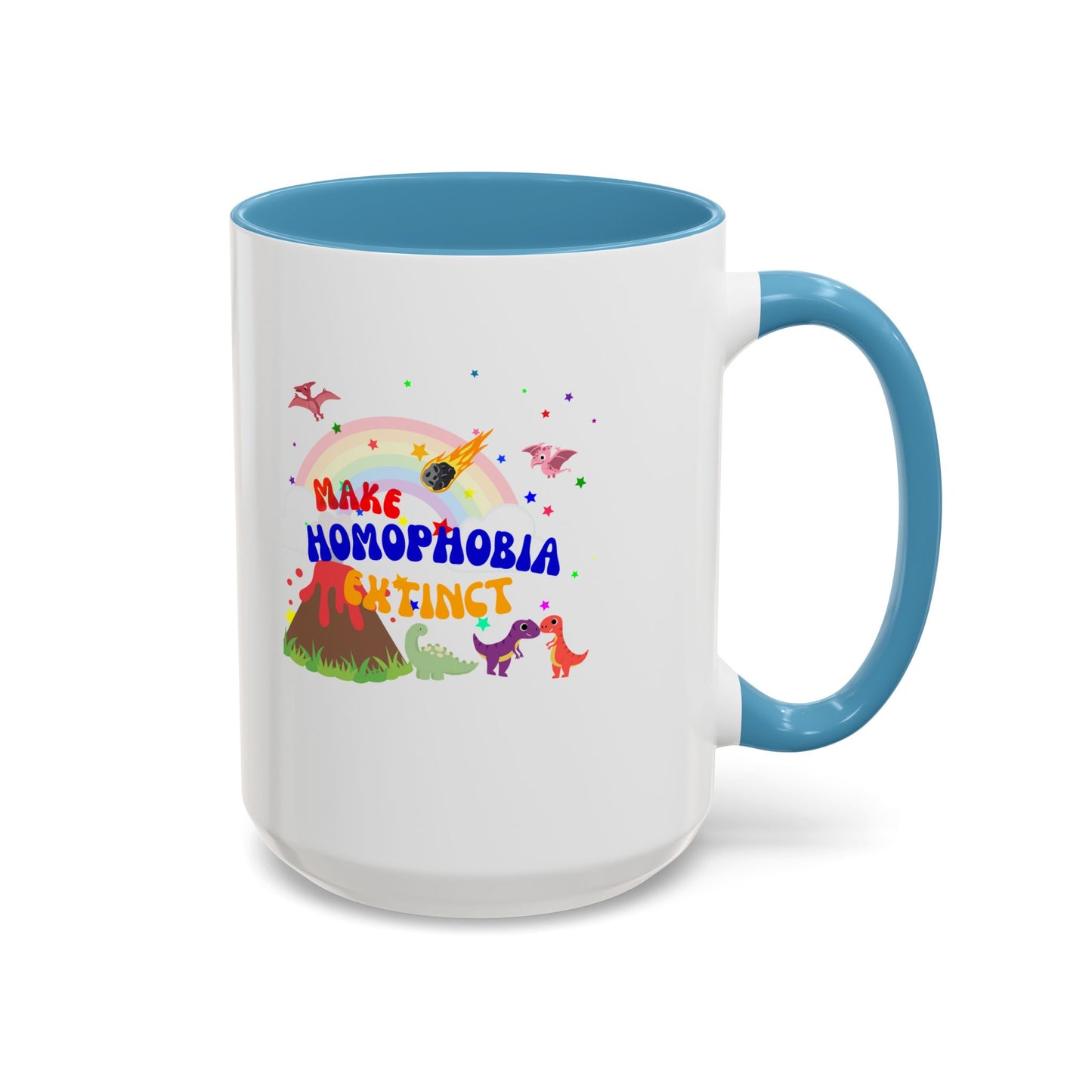 "Make Homophobia Extinct" Pride Dinosaur Coffee Mug – Fun & Bold LGBTQ+ Drinkware
