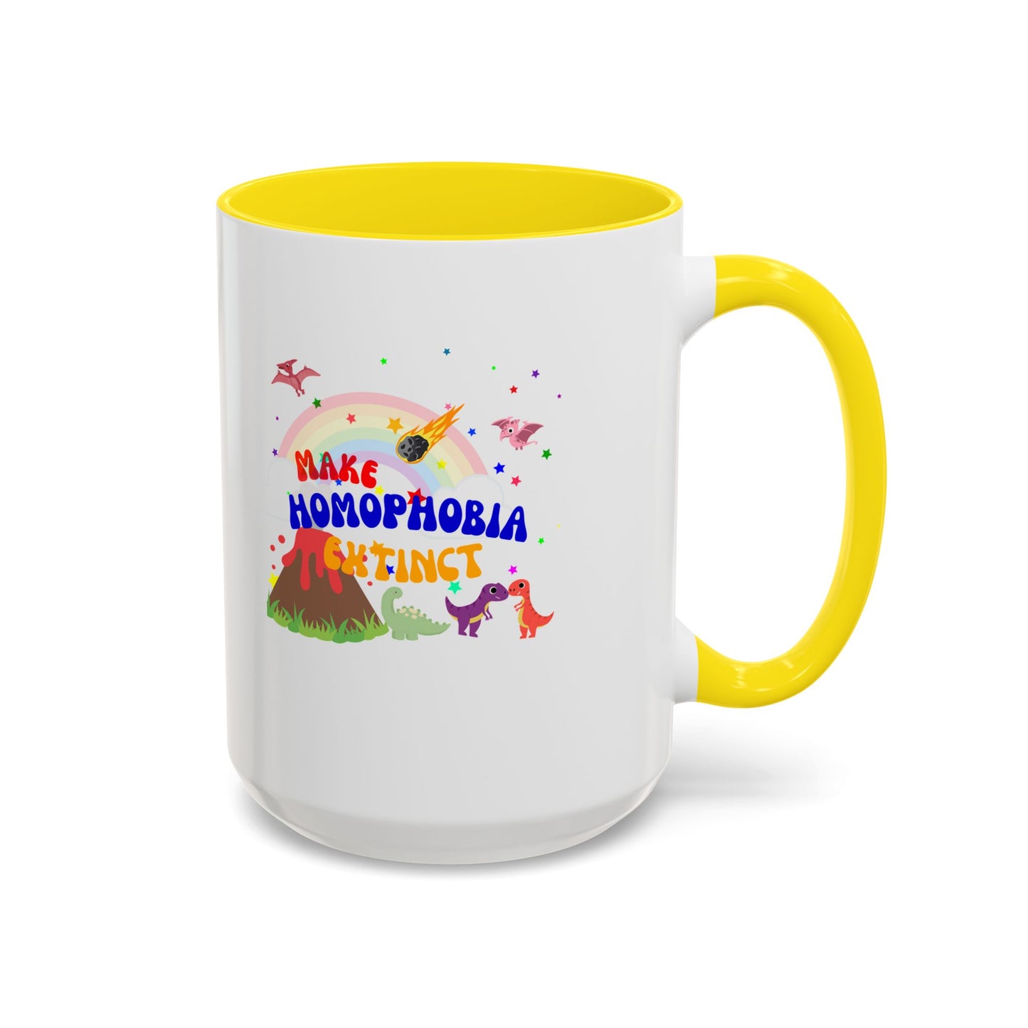 "Make Homophobia Extinct" Pride Dinosaur Coffee Mug – Fun & Bold LGBTQ+ Drinkware