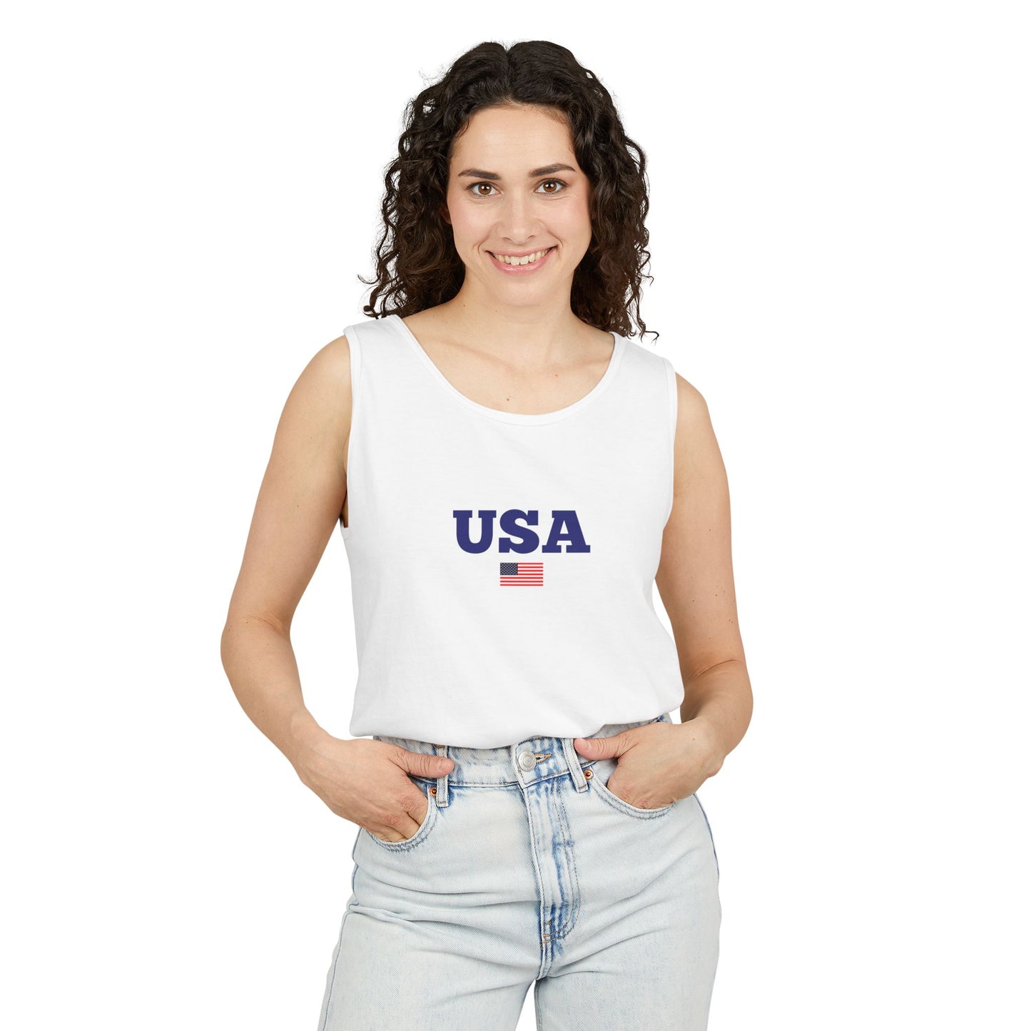 USA Garment-Dyed Unisex Tank Top - Perfect for Summer Celebrations Fourth of July