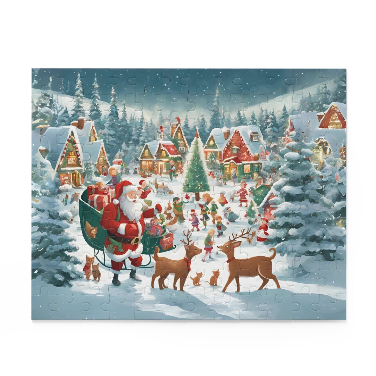 Santa's Sleigh Christmas Puzzle Reindeer Santa Puzzle Snowy Village Christmas Puzzle Christmas Gift Puzzle Fun Puzzle Christmas