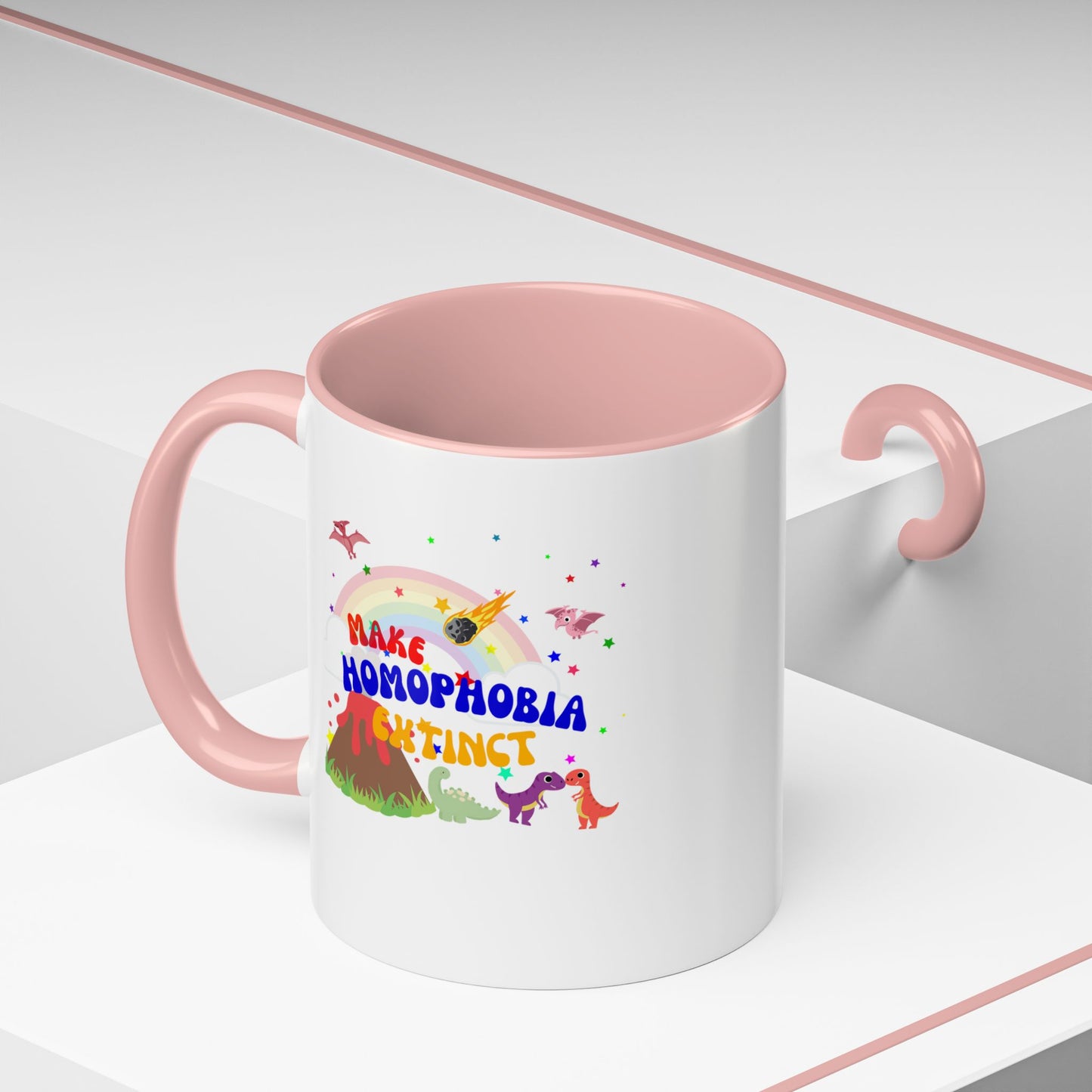 "Make Homophobia Extinct" Pride Dinosaur Coffee Mug – Fun & Bold LGBTQ+ Drinkware