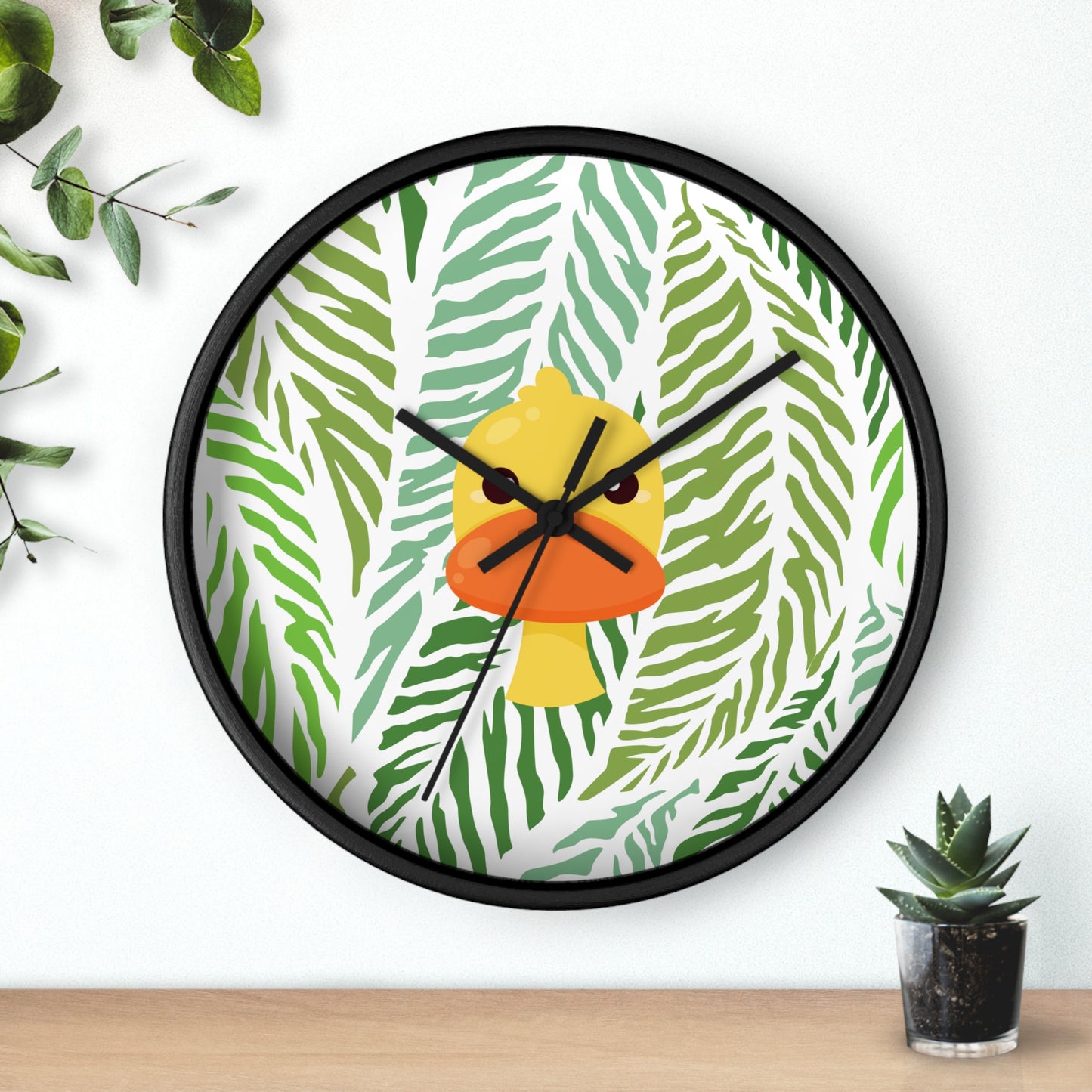Maximalist Jungle Duck Wall Clock – Bold, Botanical Timepiece for Dorms & Home Offices