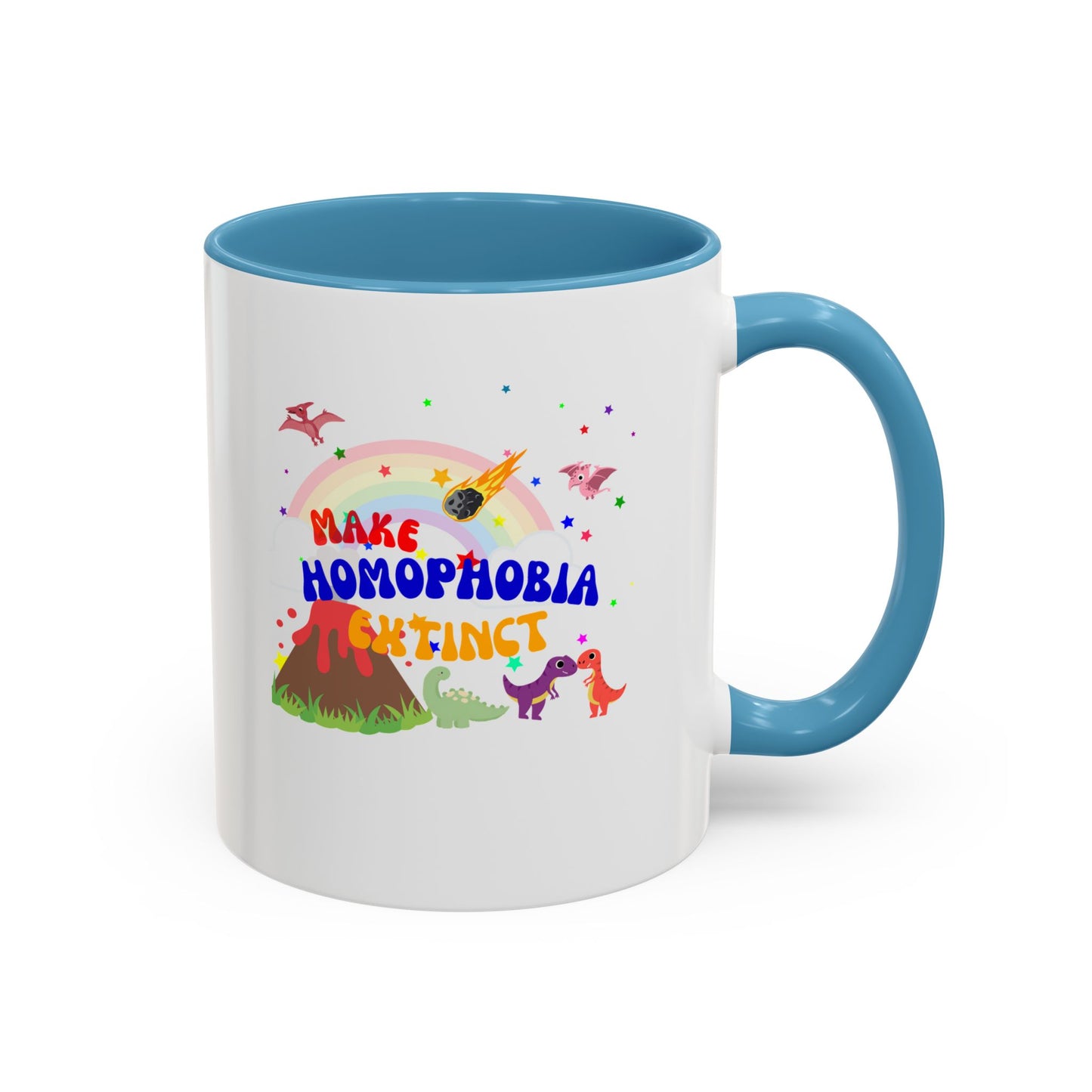 "Make Homophobia Extinct" Pride Dinosaur Coffee Mug – Fun & Bold LGBTQ+ Drinkware