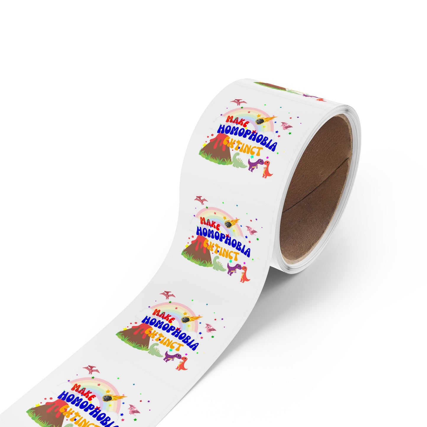 LGBTQ+ Pride Sticker Rolls – Bold & Colorful “Make Homophobia Extinct” Designs