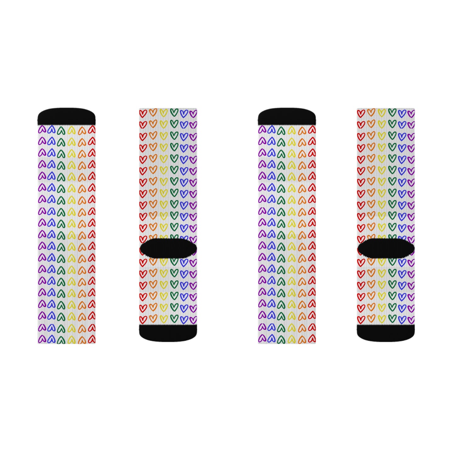 Rainbow Hearts Pride Crew Socks LGBTQ Pride Rainbow Crew Socks Hearts Crew Socks Gay Pride Rainbow Hearts