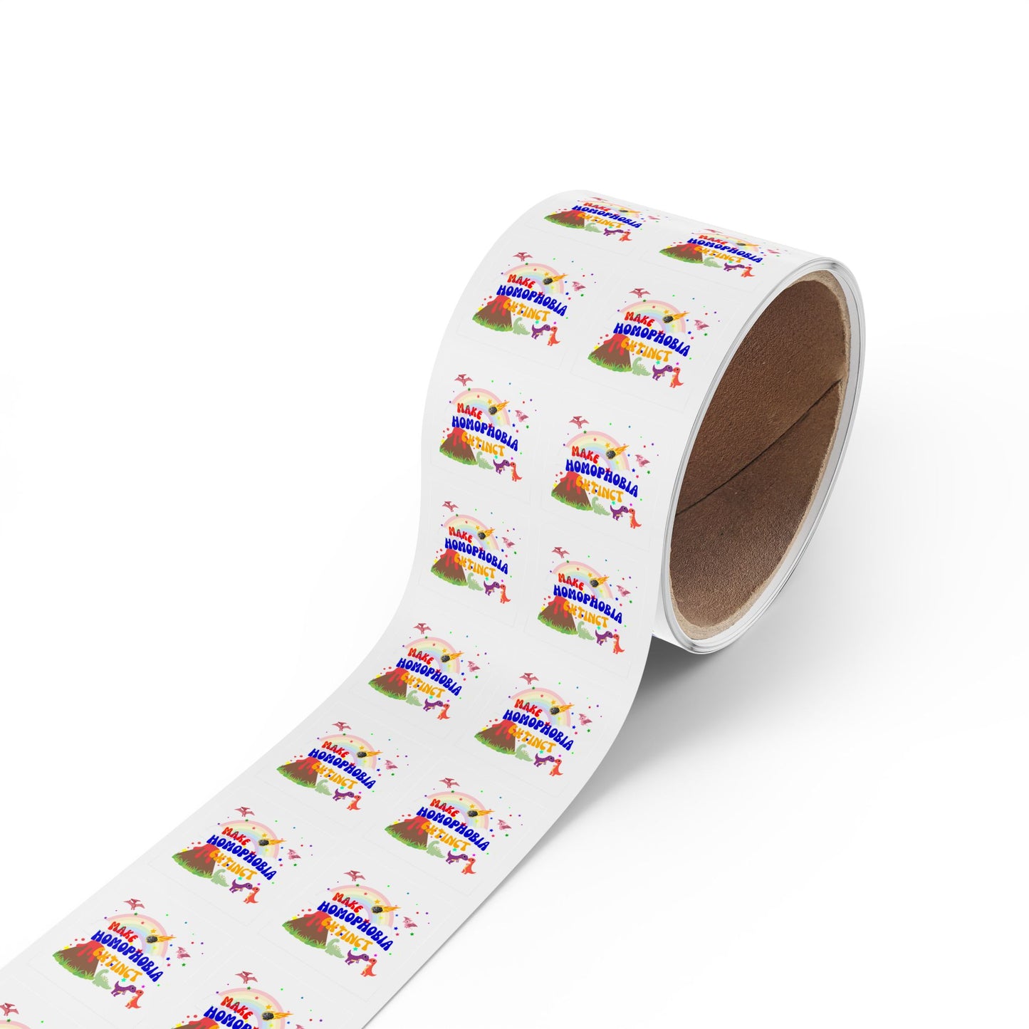 LGBTQ+ Pride Sticker Rolls – Bold & Colorful “Make Homophobia Extinct” Designs