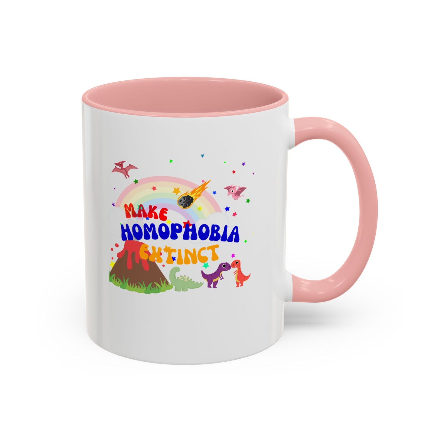 "Make Homophobia Extinct" Pride Dinosaur Coffee Mug – Fun & Bold LGBTQ+ Drinkware