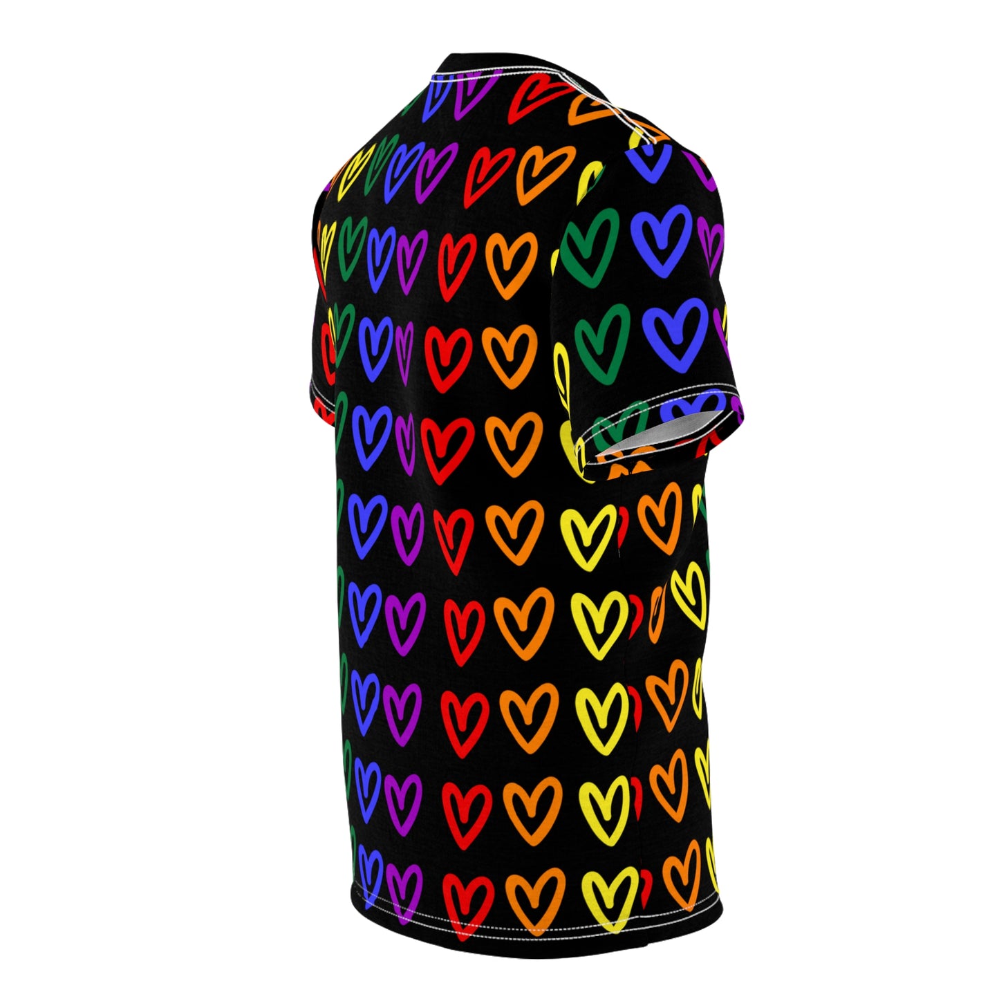 Men's Gay Pride Rainbow Hearts Black T-Shirt LGBTQ Pride T-shirt Rainbow Hearts Gay Pride Shirt Black Rainbow Hearts Pride Tee Shirt Rainbow