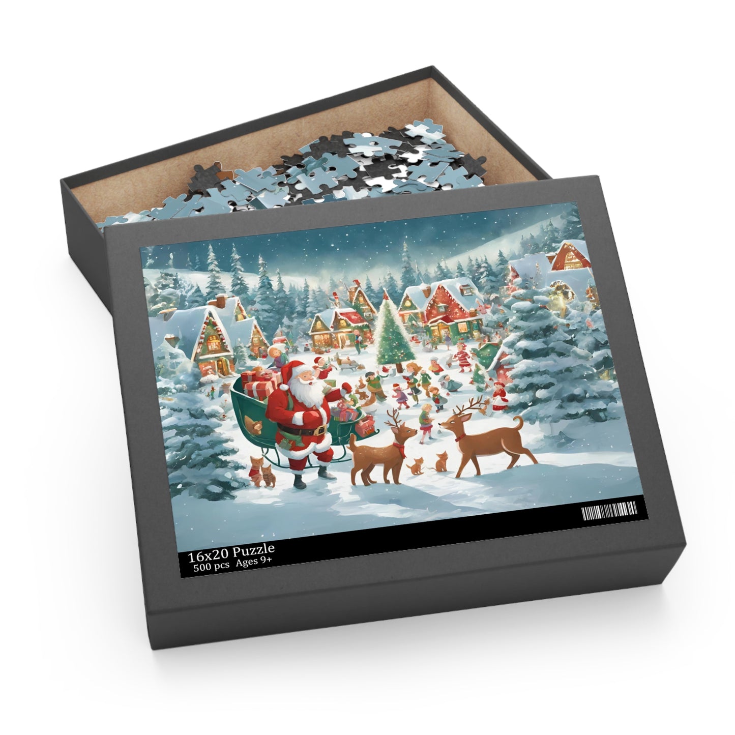 Santa's Sleigh Christmas Puzzle Reindeer Santa Puzzle Snowy Village Christmas Puzzle Christmas Gift Puzzle Fun Puzzle Christmas