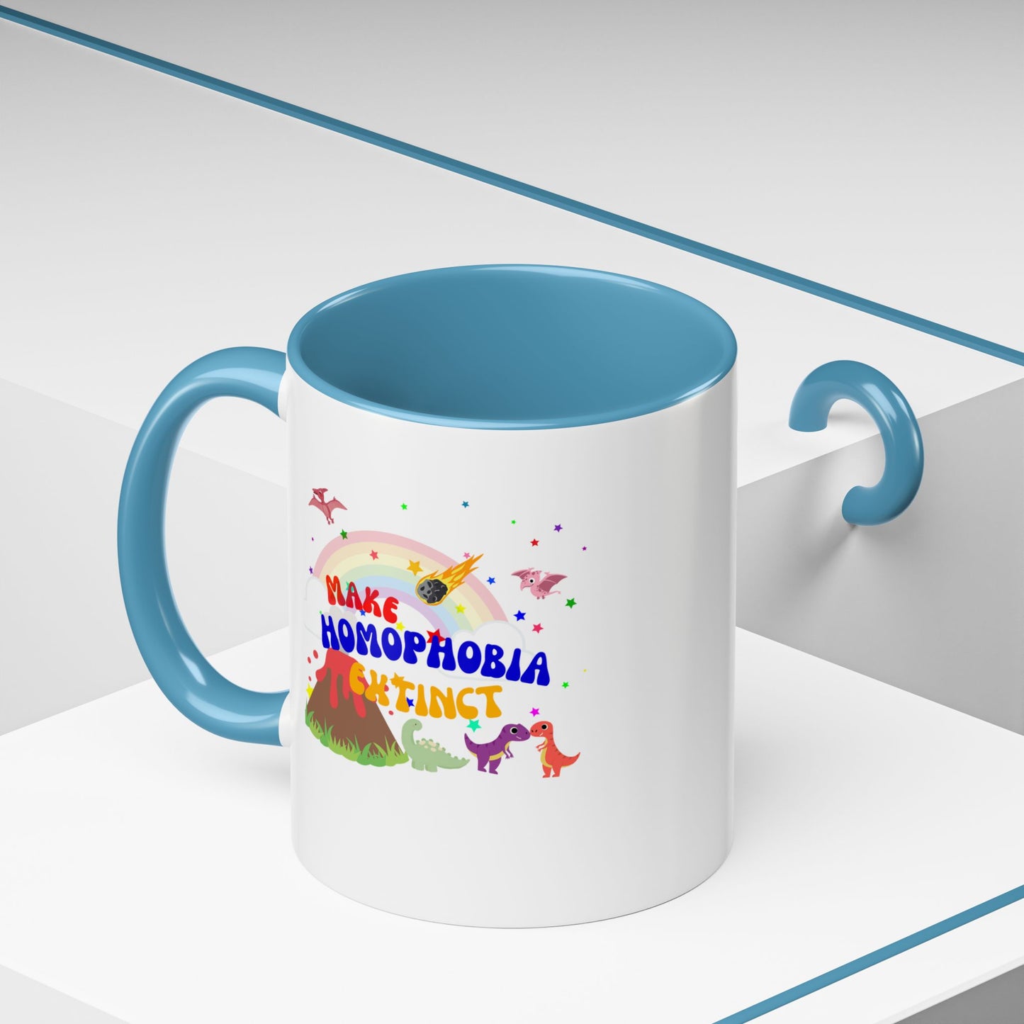 "Make Homophobia Extinct" Pride Dinosaur Coffee Mug – Fun & Bold LGBTQ+ Drinkware