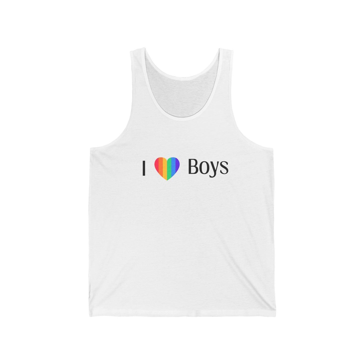 I love Boys Rainbow Heart Jersey Tank Top Unisex Jersey Tank Rainbow I love boys LGBTQ Rainbow heart i love boys tank top gay pride tank i love boys rainbow