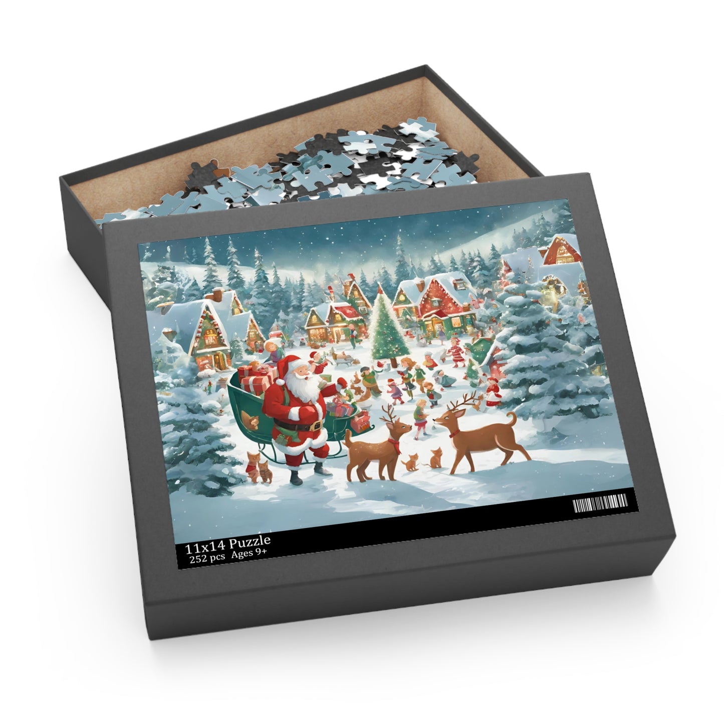 Santa's Sleigh Christmas Puzzle Reindeer Santa Puzzle Snowy Village Christmas Puzzle Christmas Gift Puzzle Fun Puzzle Christmas