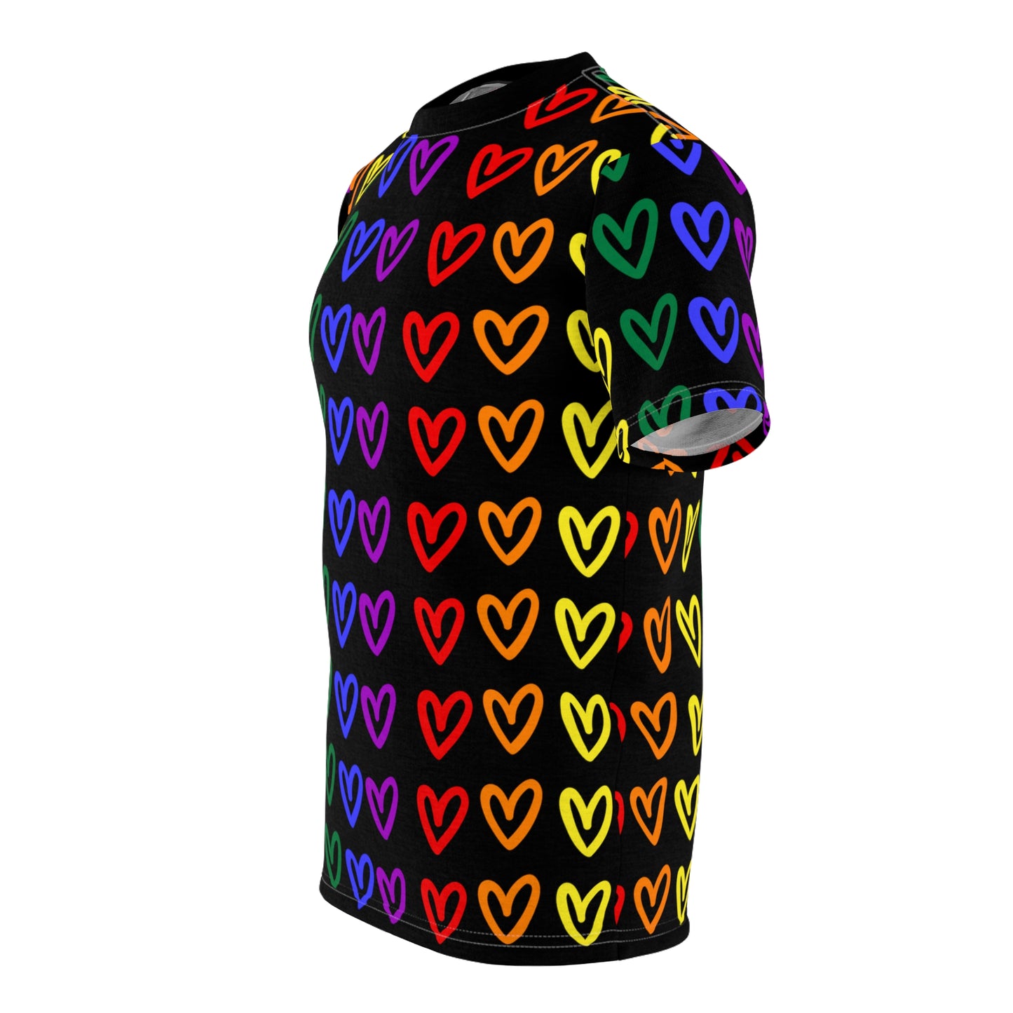 Men's Gay Pride Rainbow Hearts Black T-Shirt LGBTQ Pride T-shirt Rainbow Hearts Gay Pride Shirt Black Rainbow Hearts Pride Tee Shirt Rainbow