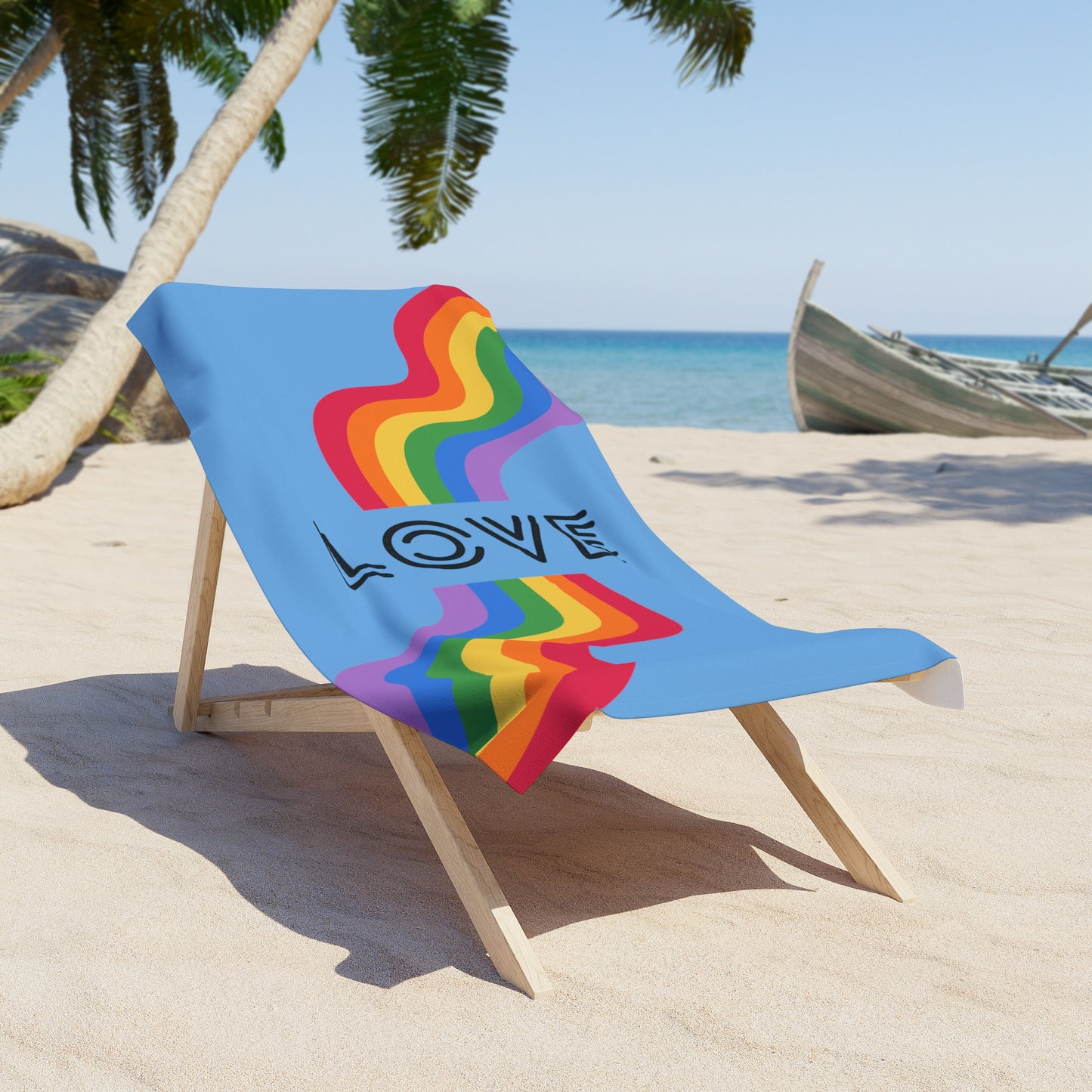 Love Rainbow Pride Beach Towel Light Blue LGBTQ Rainbow Love Pride Beach Towel Gay Pride Pool Towel Rainbow Love Light Blue
