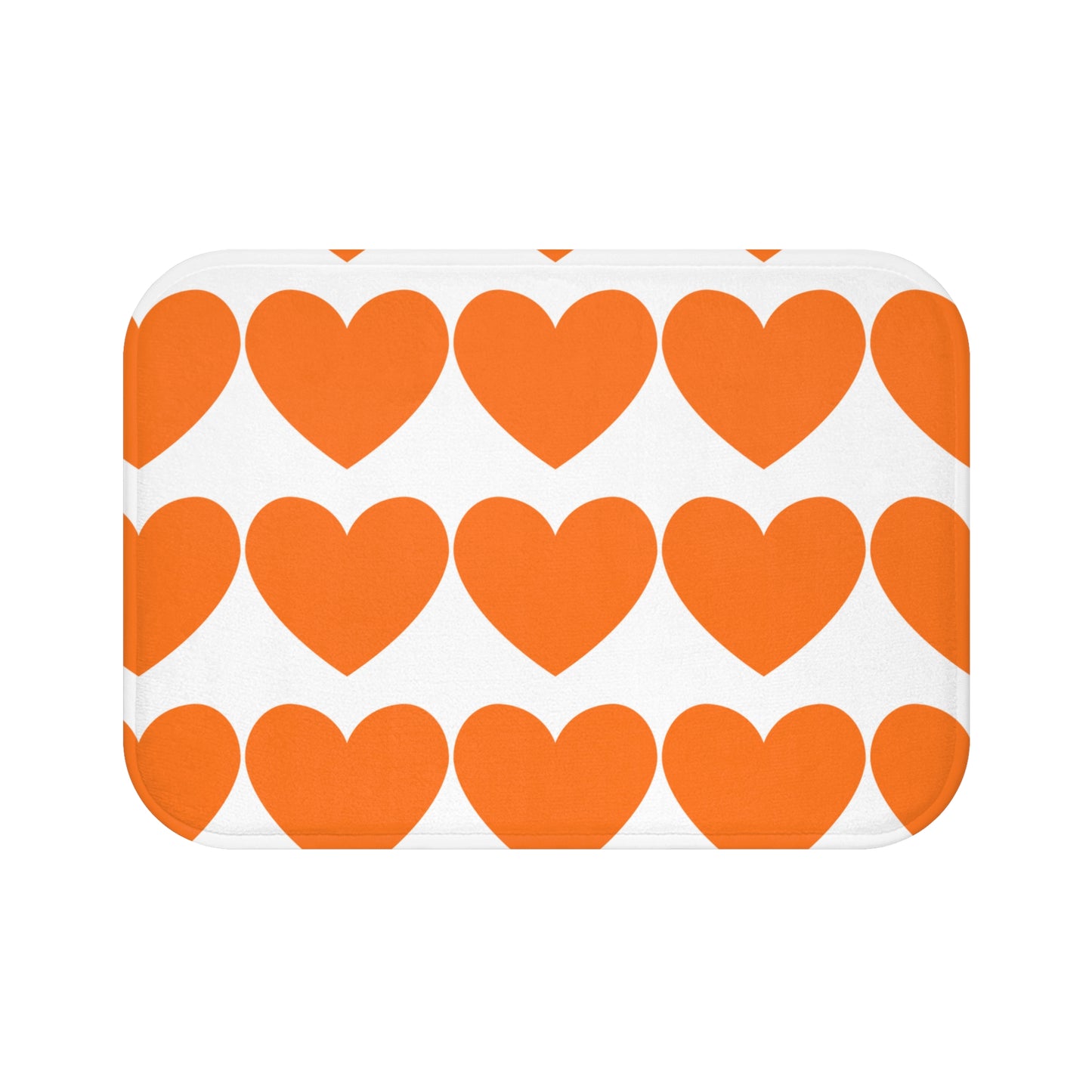 Orange Heart Bath Mat, Cute Bathroom Rug, Valentine's Day Gift, Love Home Decor, Cozy Bathroom Accessories