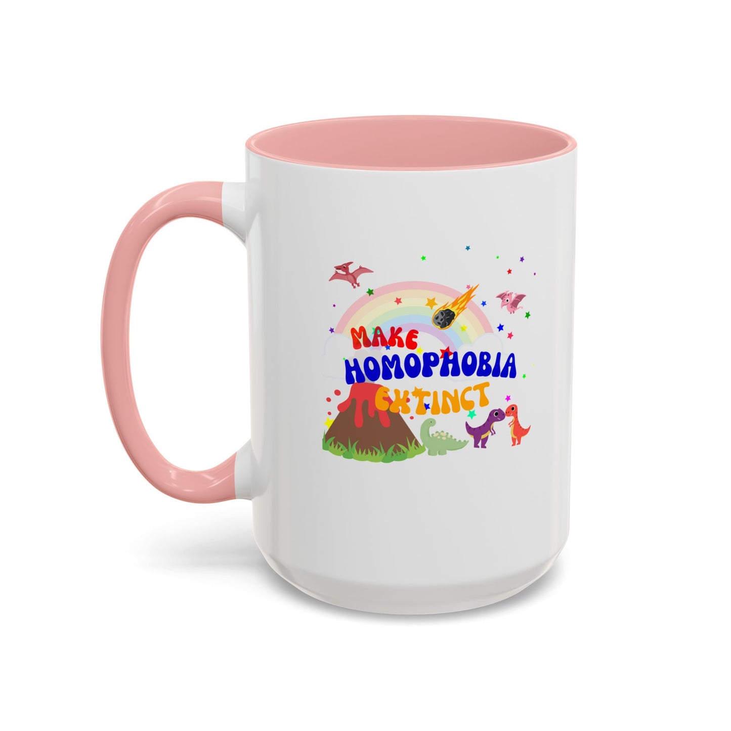 "Make Homophobia Extinct" Pride Dinosaur Coffee Mug – Fun & Bold LGBTQ+ Drinkware