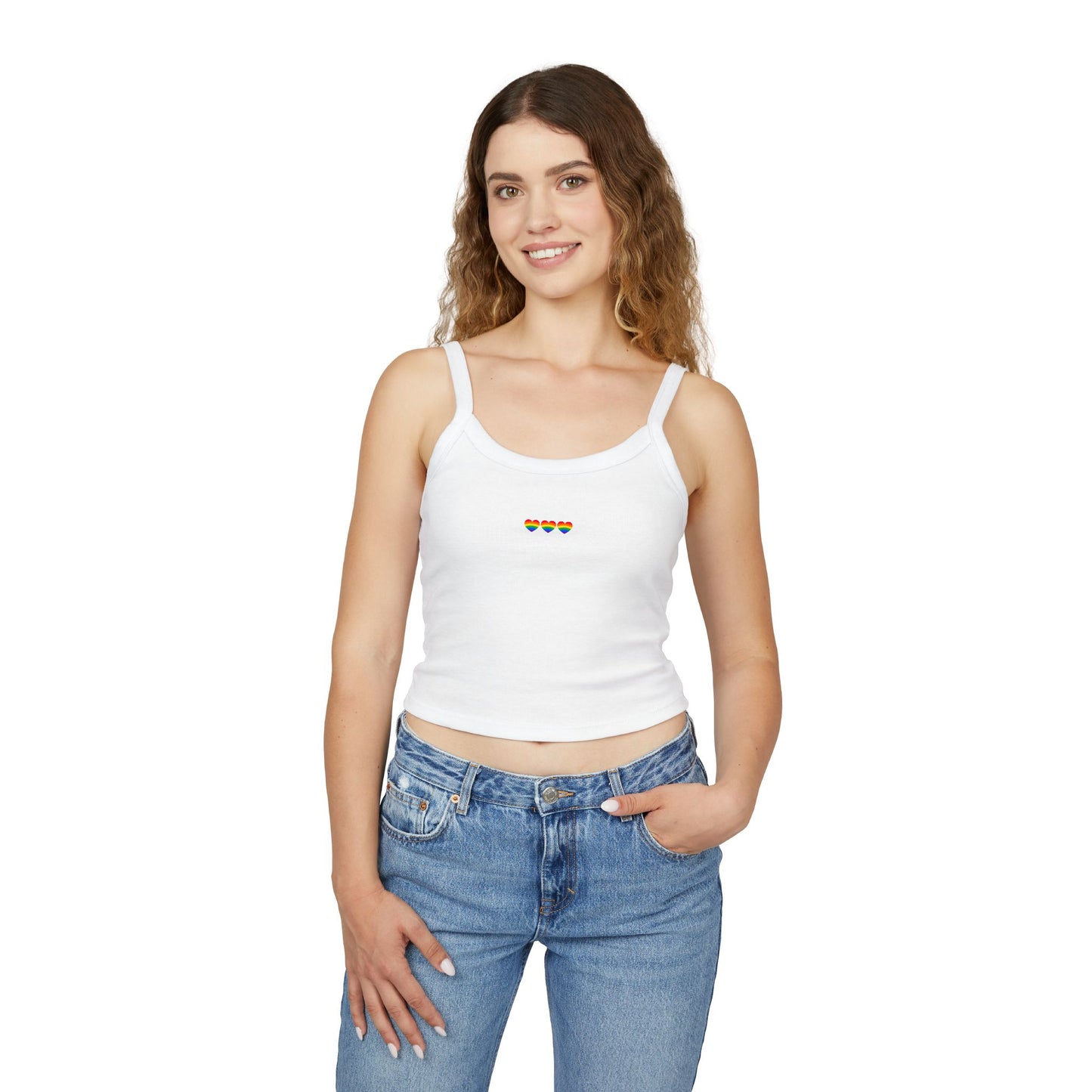 LGBTQ+ Pride Hearts Women's Spaghetti Strap Tank Top