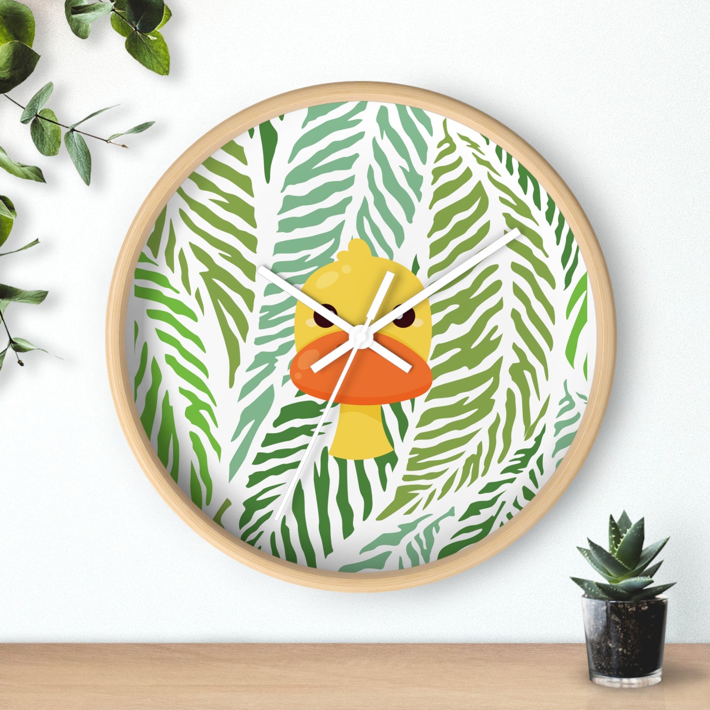 Maximalist Jungle Duck Wall Clock – Bold, Botanical Timepiece for Dorms & Home Offices