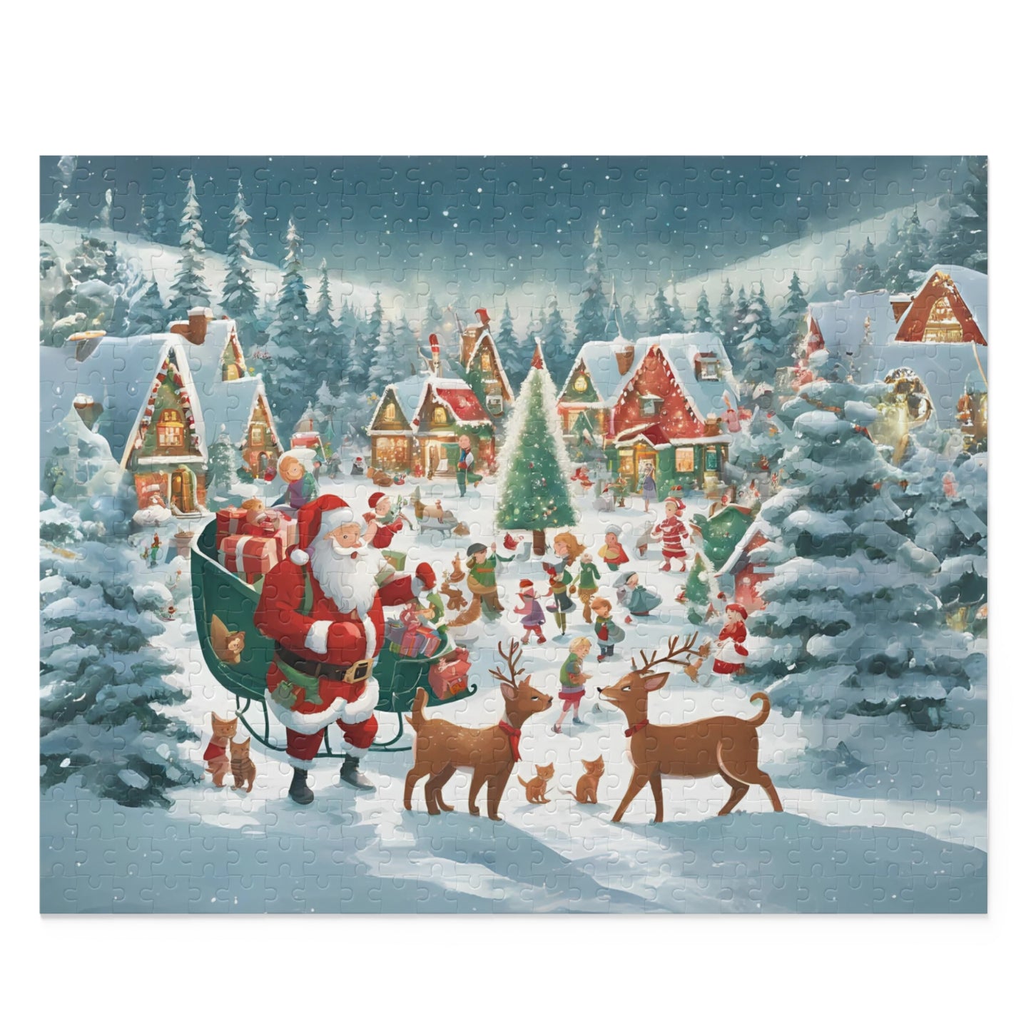 Santa's Sleigh Christmas Puzzle Reindeer Santa Puzzle Snowy Village Christmas Puzzle Christmas Gift Puzzle Fun Puzzle Christmas