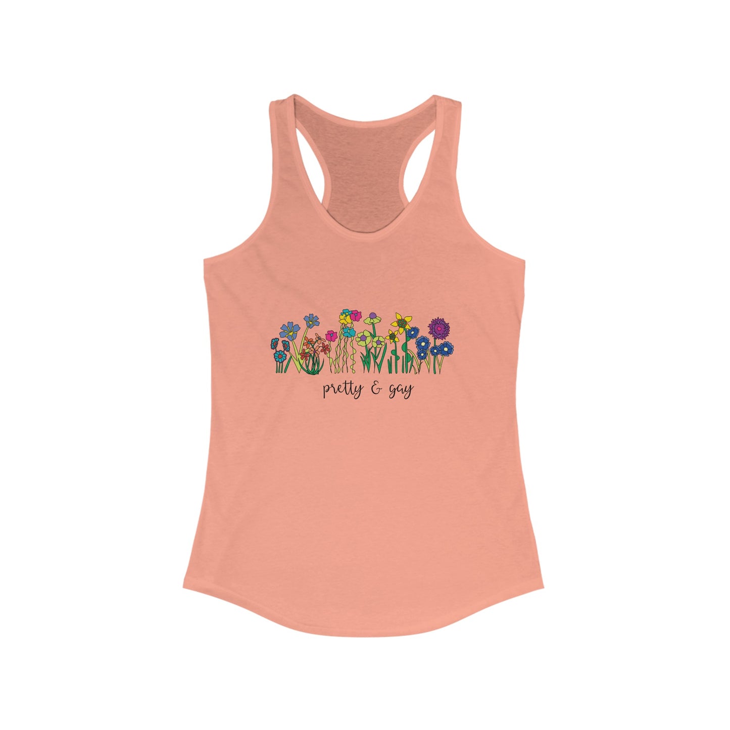 Pride Flowers Pink Tank Top Pretty and Gay Floral Racerback Tank Top LGBTW Pride Month Apparel Tank Top Floral Pride Women's Tank Top
