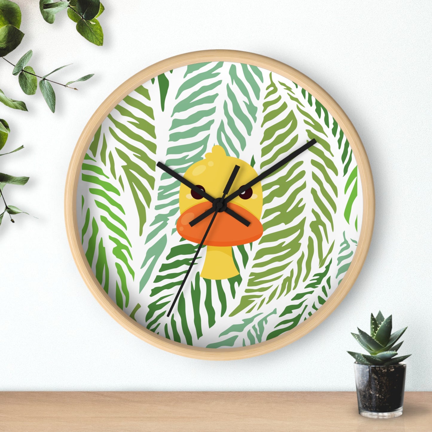 Maximalist Jungle Duck Wall Clock – Bold, Botanical Timepiece for Dorms & Home Offices