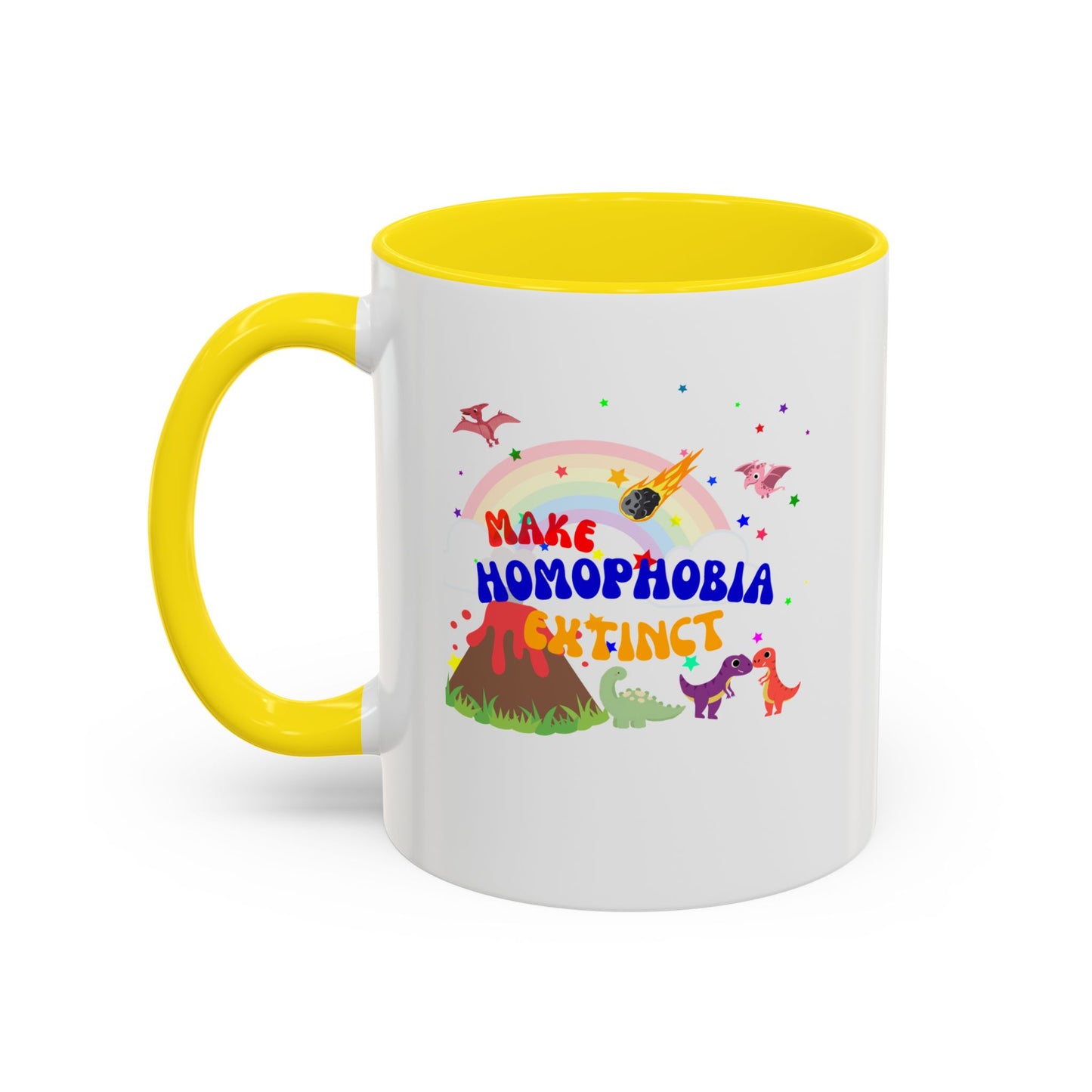 "Make Homophobia Extinct" Pride Dinosaur Coffee Mug – Fun & Bold LGBTQ+ Drinkware