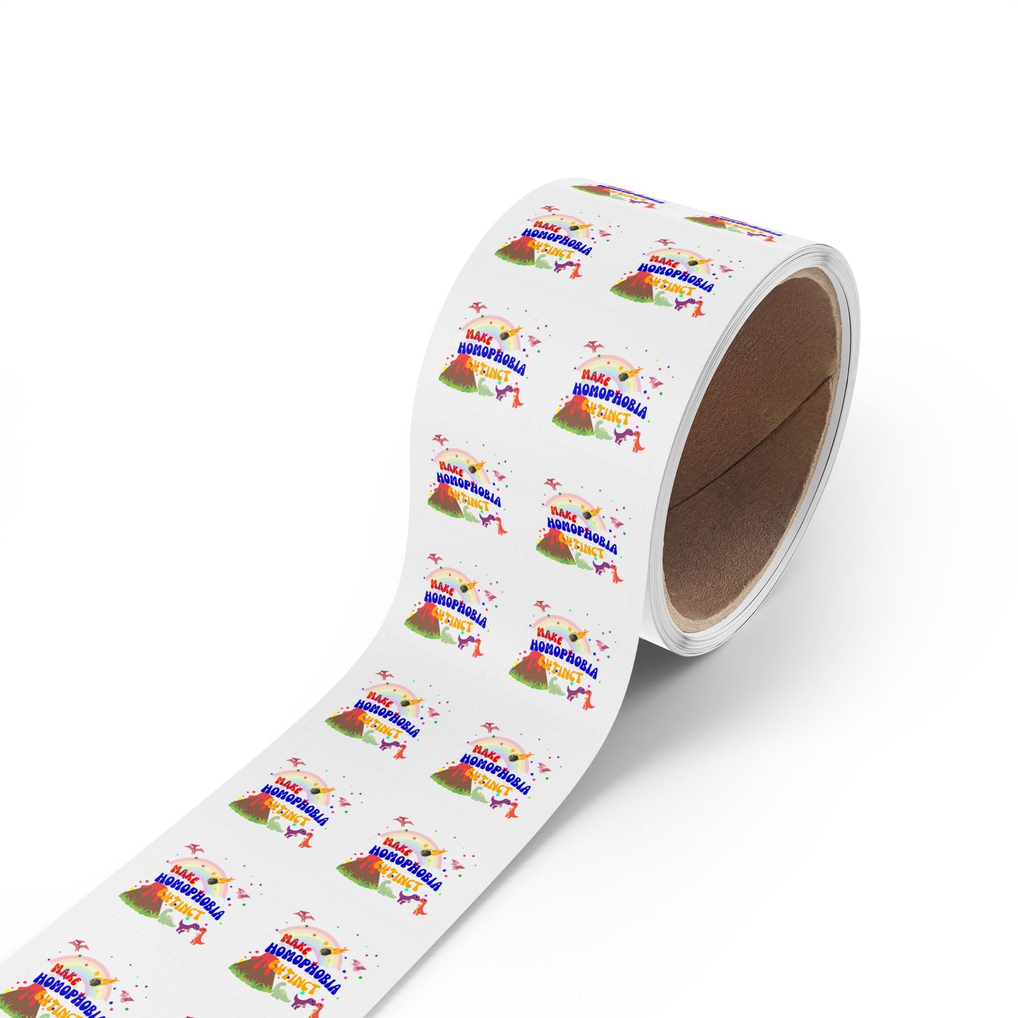 LGBTQ+ Pride Sticker Rolls – Bold & Colorful “Make Homophobia Extinct” Designs