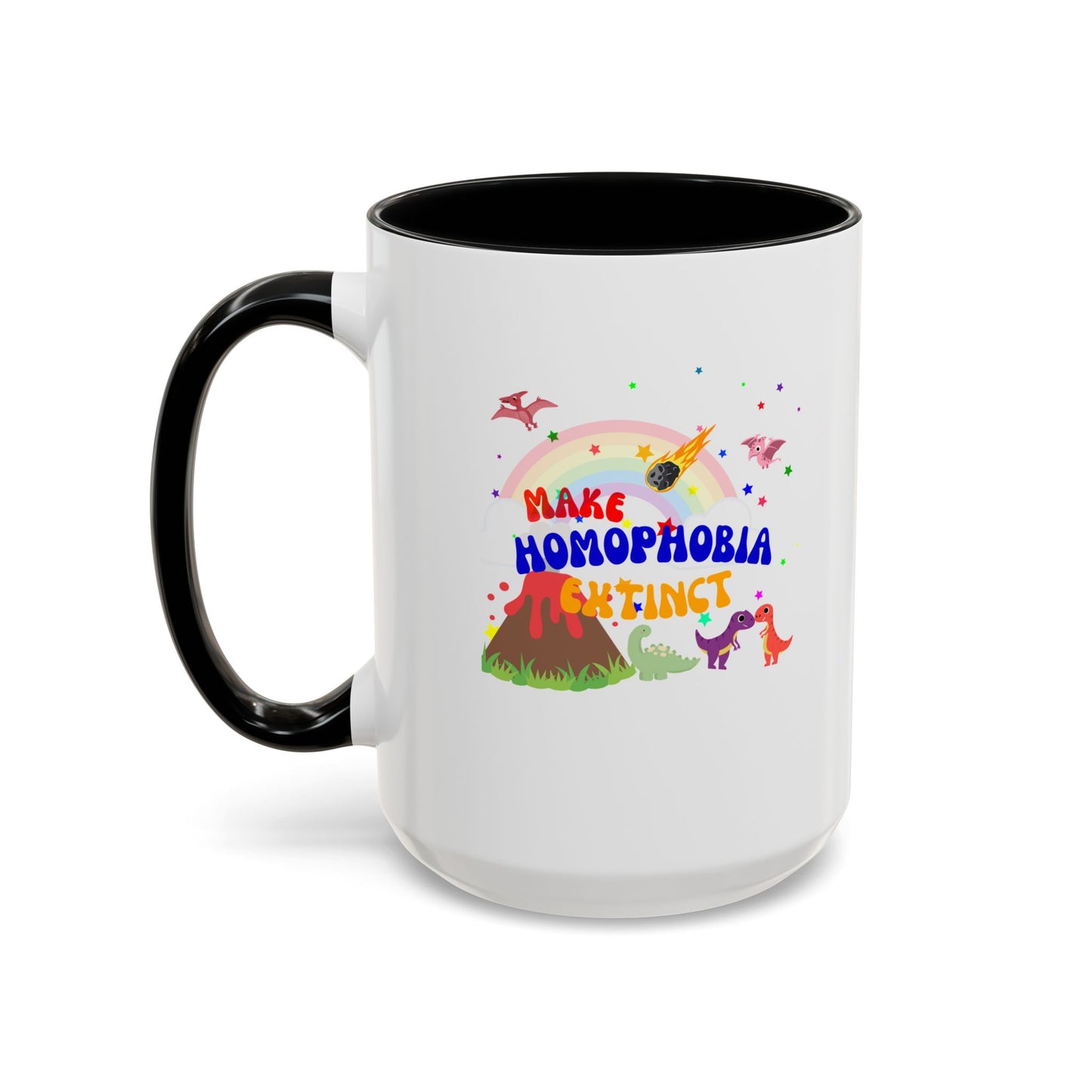 "Make Homophobia Extinct" Pride Dinosaur Coffee Mug – Fun & Bold LGBTQ+ Drinkware