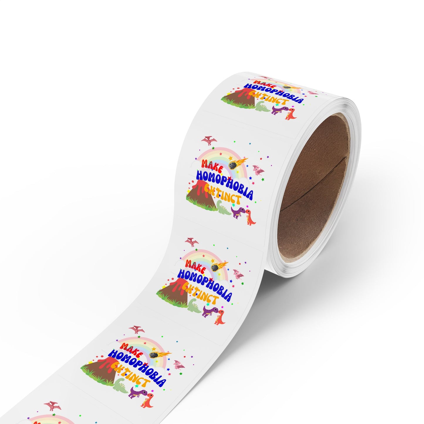 LGBTQ+ Pride Sticker Rolls – Bold & Colorful “Make Homophobia Extinct” Designs