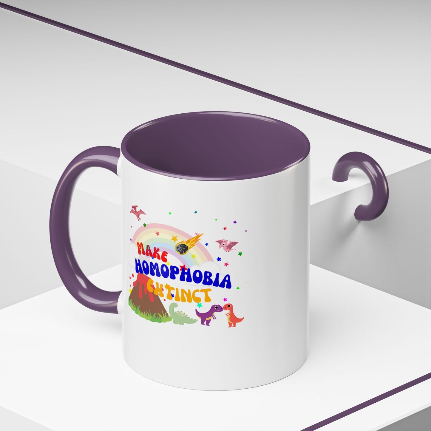 "Make Homophobia Extinct" Pride Dinosaur Coffee Mug – Fun & Bold LGBTQ+ Drinkware