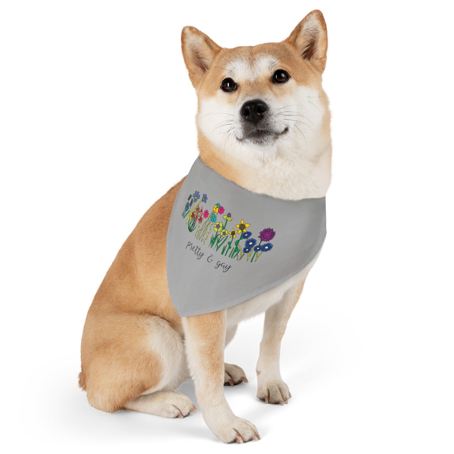 Pretty and gay floral dog bandana LGBTQ Pride pet bandanas cute gay pride dog apparel lesbian pride dog apparel pretty and gay floral pet bandana