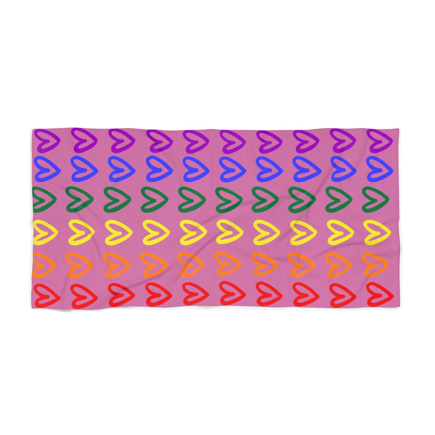 Rainbow Hearts Pink Beach Towel LGBTQ Pride Rainbow Hearts Pink Towel Gay Pride Beach Towel Pink Rainbow Hearts Beach Towel Lesbian Pride Beach towel