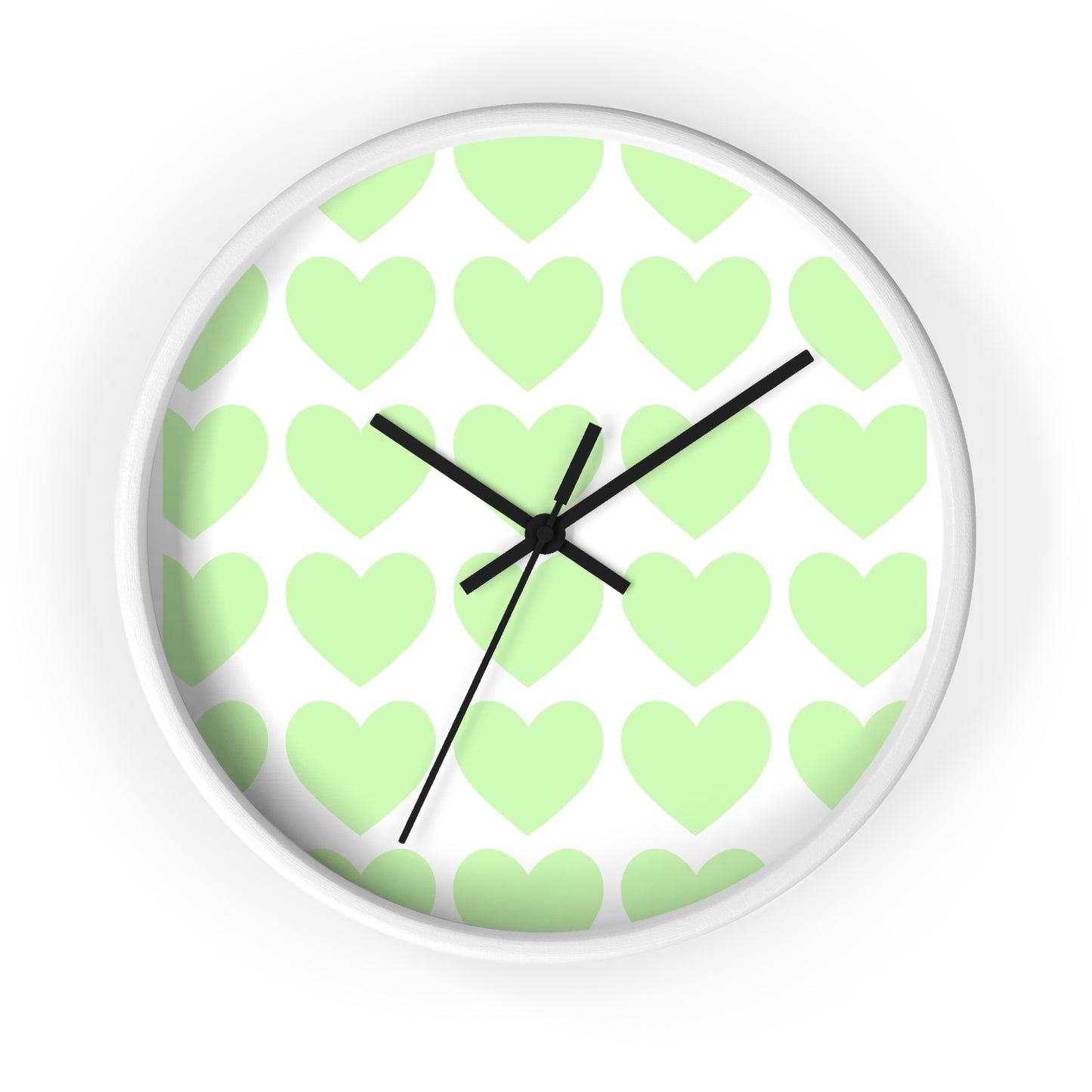 Mint Green Hearts Wall Clock – Whimsical Timepiece for Dorms & Duck Lovers