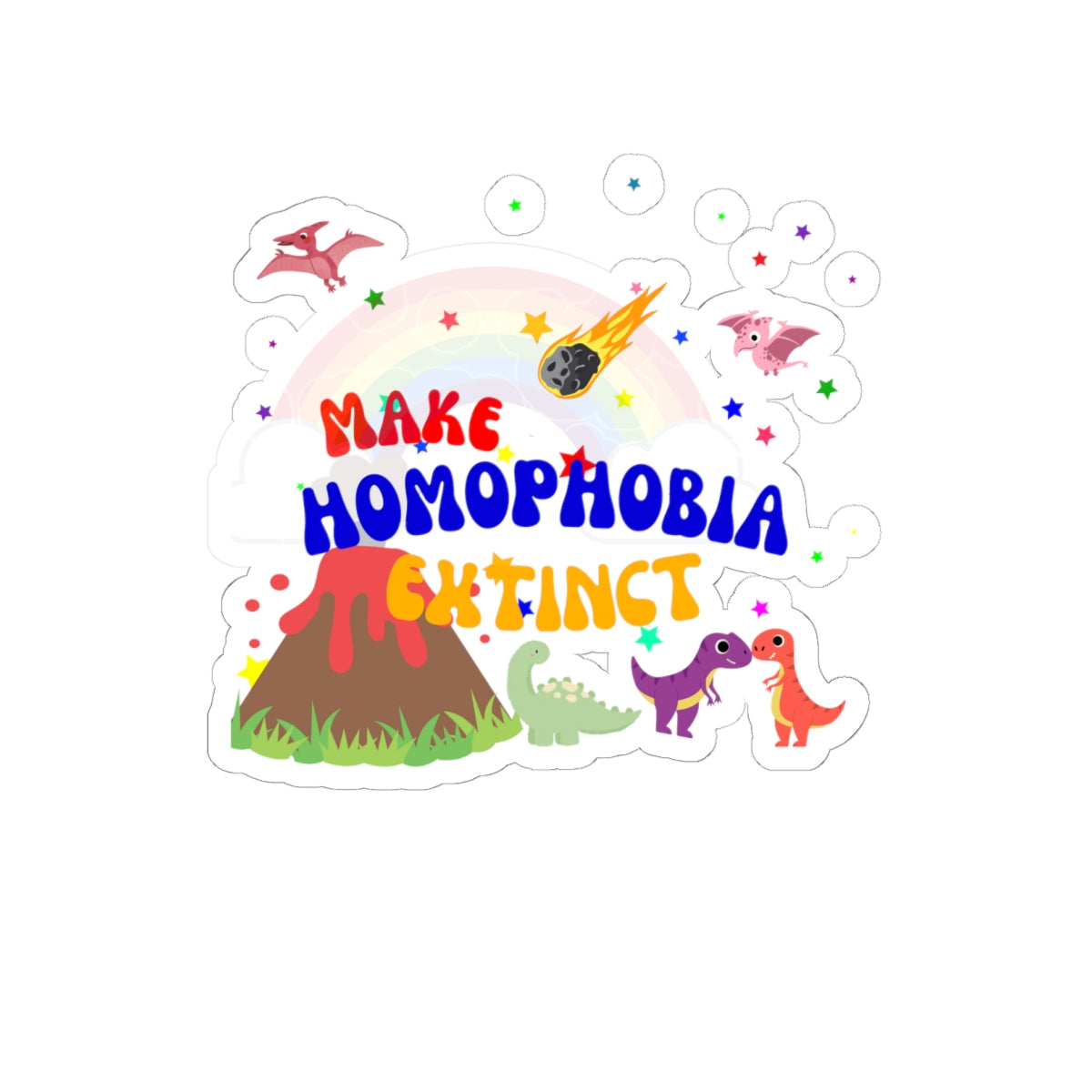 LGBTQ+ Pride Sticker – "Make Homophobia Extinct" Vinyl Decal for Laptops & Journals