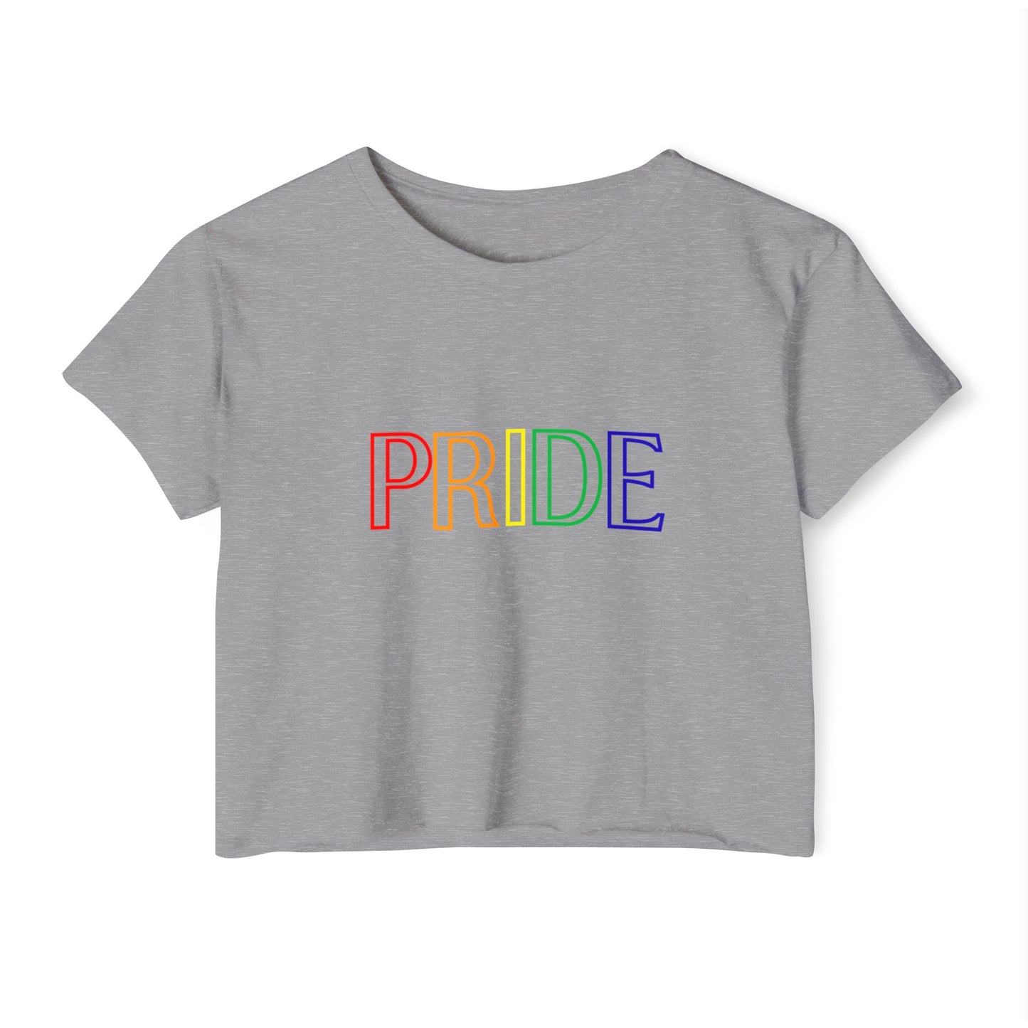 Rainbow Pride Block Letters Women's Festival Crop Top LGBTQ Pride Rainbow Crop Top Gay Pride Rainbow Top Lesbian Rainbow Crop Top Pride Rainbow Top light gray