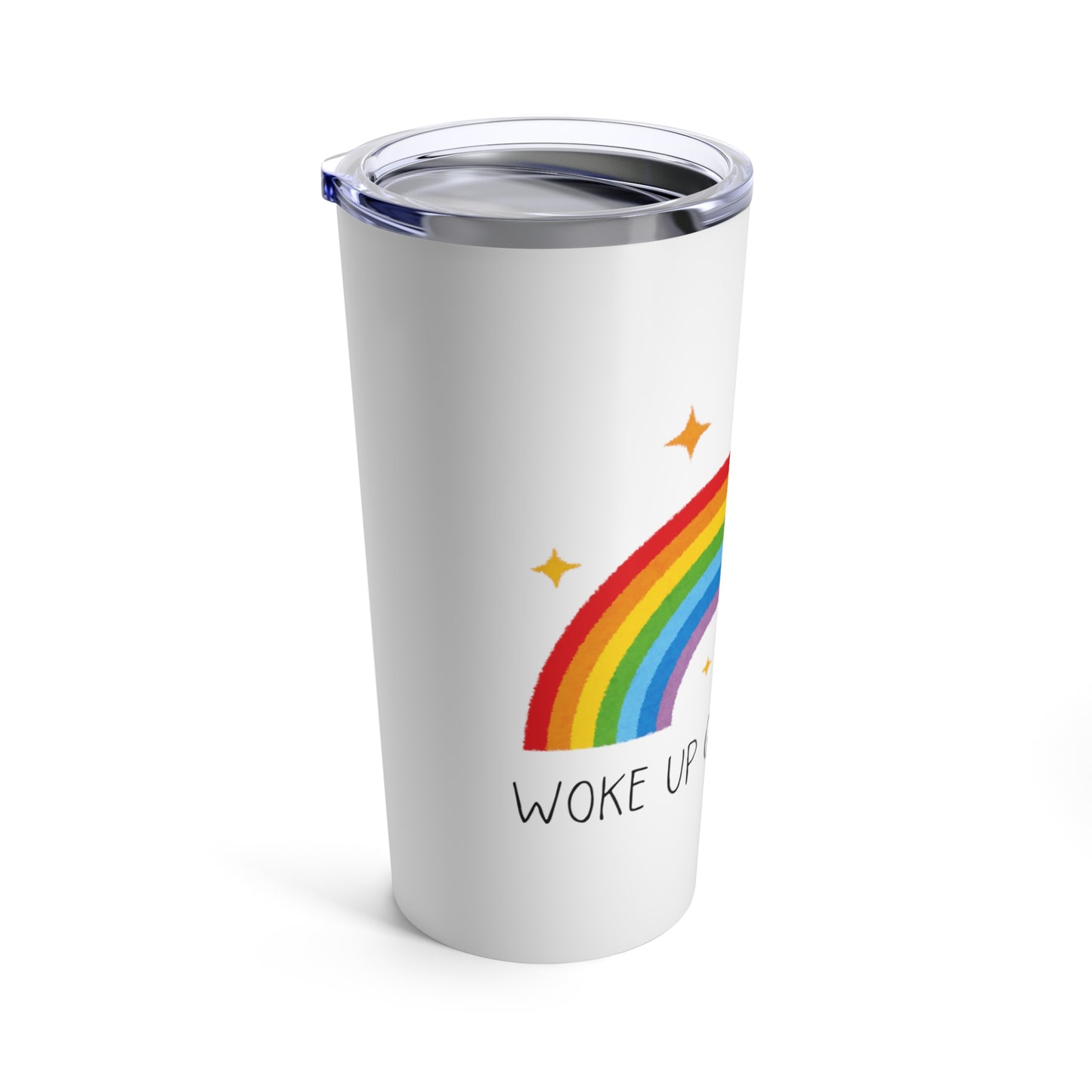 Woke up gay again Tumbler 20oz Coffee Tumbler Gay Pride Woke Up Gay Again Rainbow Coffee Tumbler Hot Beverage Tumbler Gay Pride Woke Up gay Again LGBTQ Tumbler side