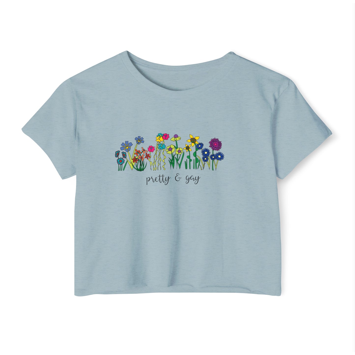 Pretty and gay Floral Pride Women's Festival Crop Top LGBTQ Pride Pretty and Gay Floral Crop Top Lesbian Pride Top Floral Pretty and Gay Pride Floral Top