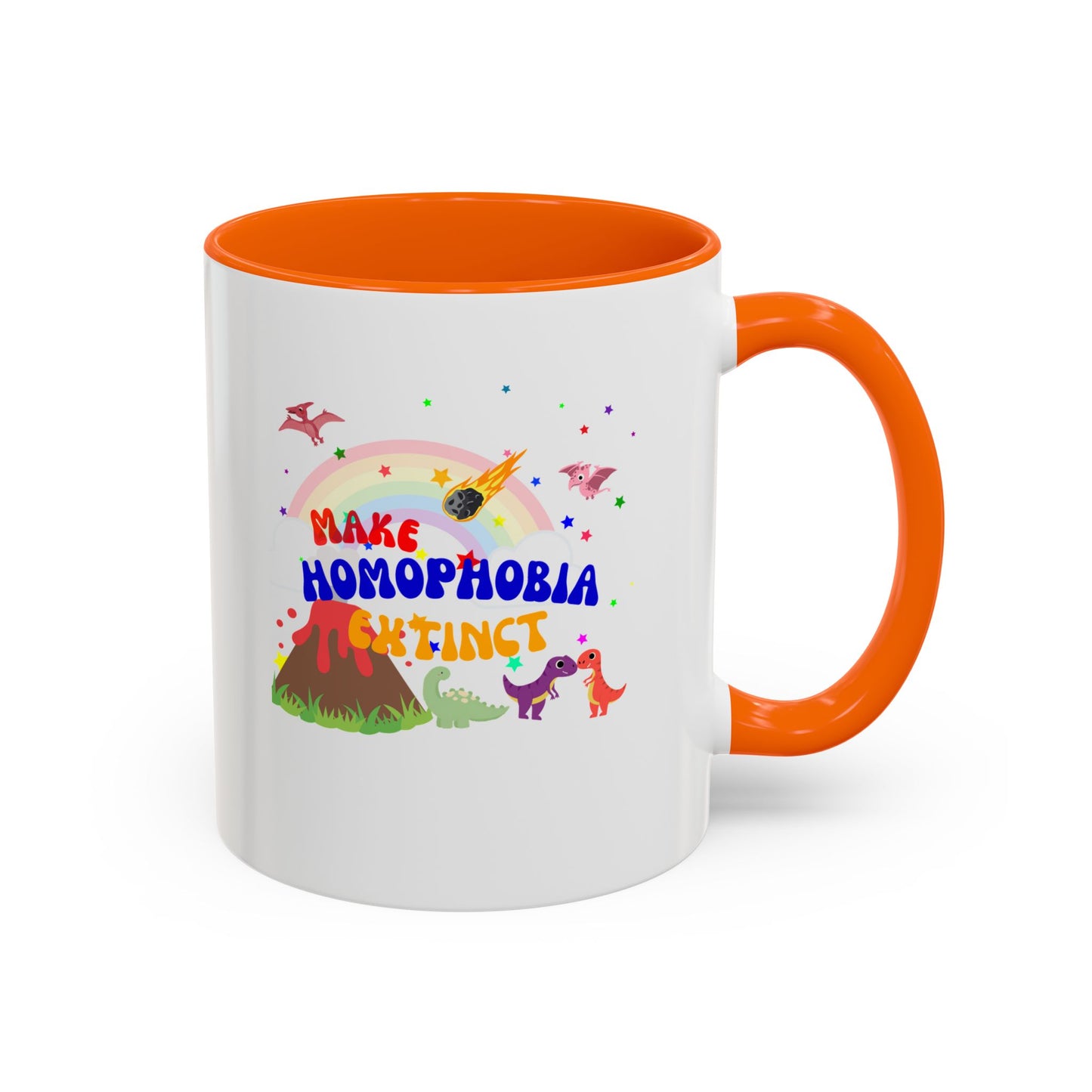 "Make Homophobia Extinct" Pride Dinosaur Coffee Mug – Fun & Bold LGBTQ+ Drinkware