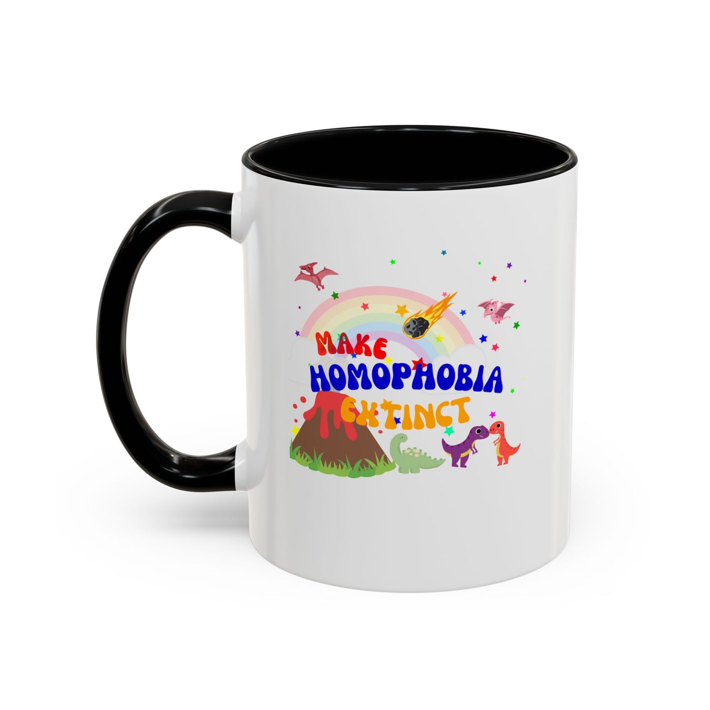 "Make Homophobia Extinct" Pride Dinosaur Coffee Mug – Fun & Bold LGBTQ+ Drinkware
