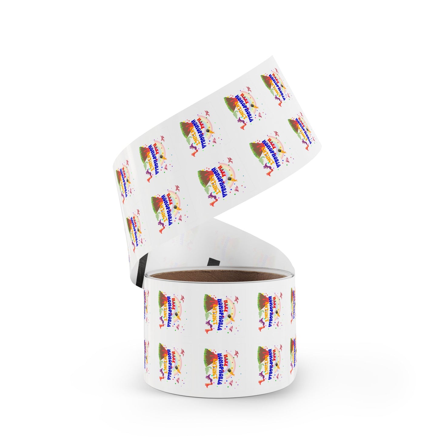 LGBTQ+ Pride Sticker Rolls – Bold & Colorful “Make Homophobia Extinct” Designs