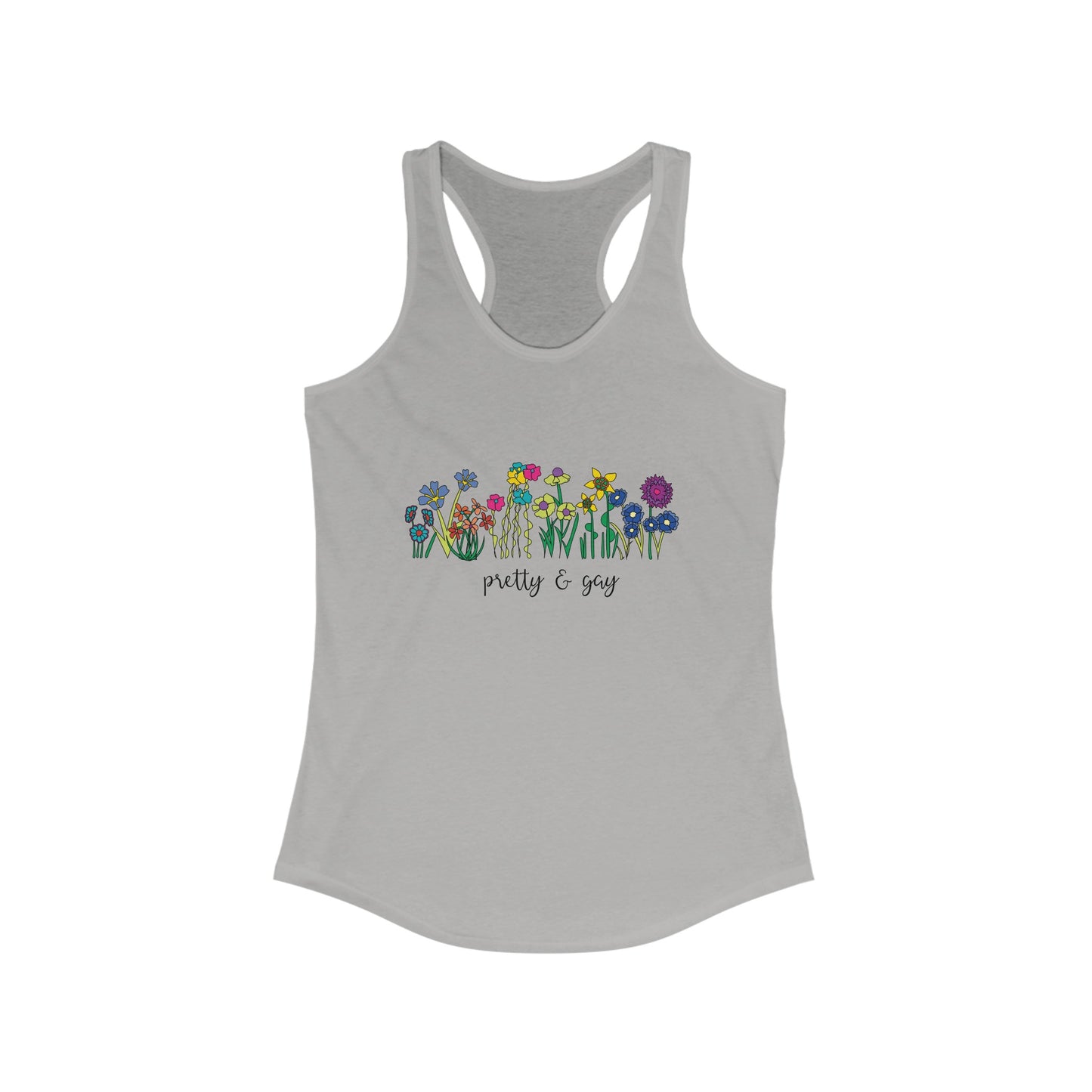Pride Flowers gray Tank Top Pretty and Gay Floral Racerback Tank Top LGBTW Pride Month Apparel Tank Top Floral Pride Women's Tank Top