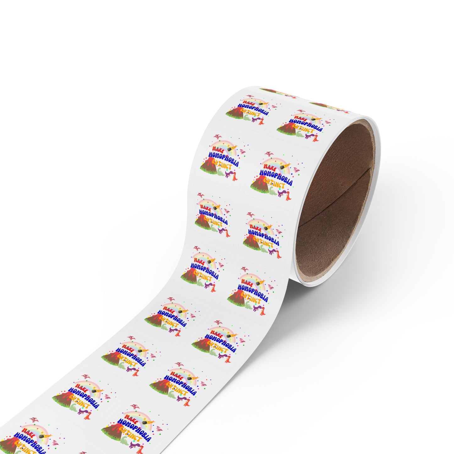 LGBTQ+ Pride Sticker Rolls – Bold & Colorful “Make Homophobia Extinct” Designs