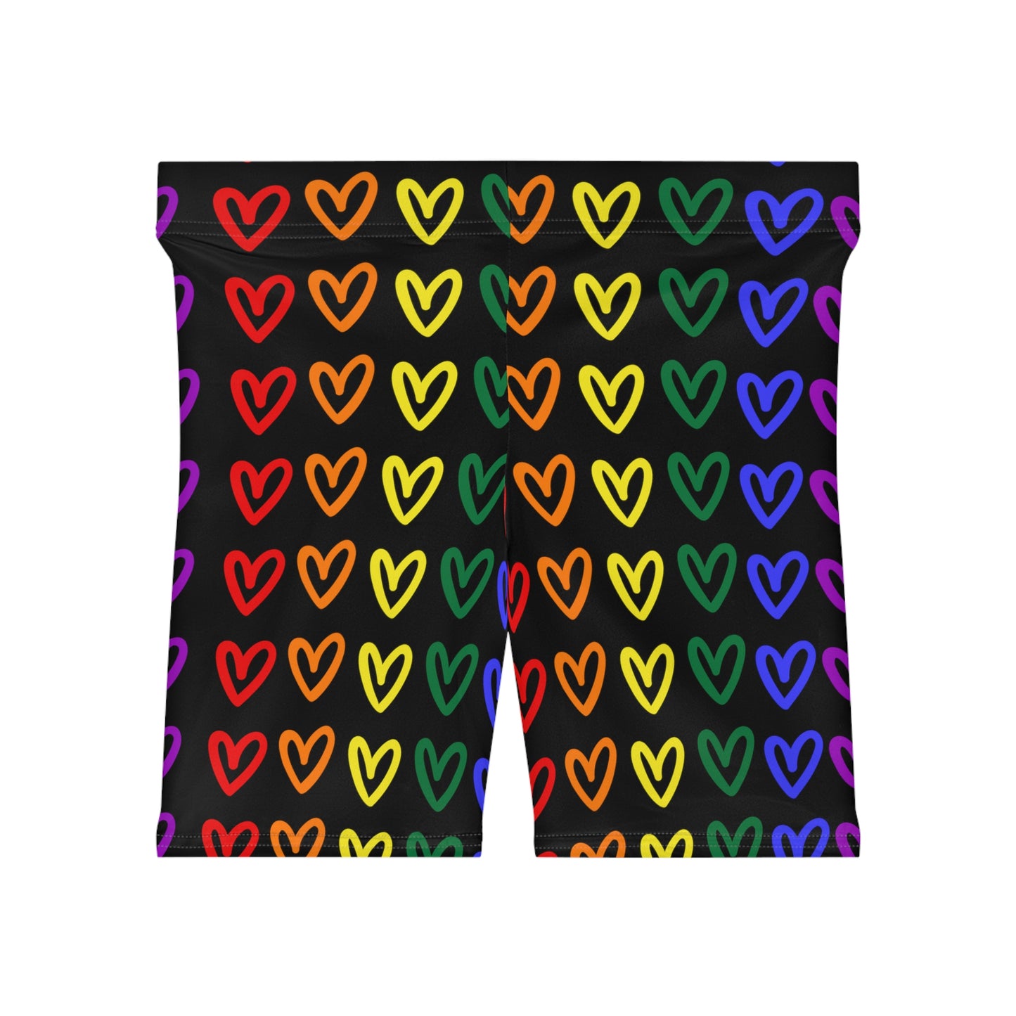 Rainbow Hearts Women's Biker Shorts LGBTQ Pride Hearts Rainbow Women's Shorts Lesbian Pride Shorts Rainbow Hearts Gay Pride Cute Shorts Pride Rainbow
